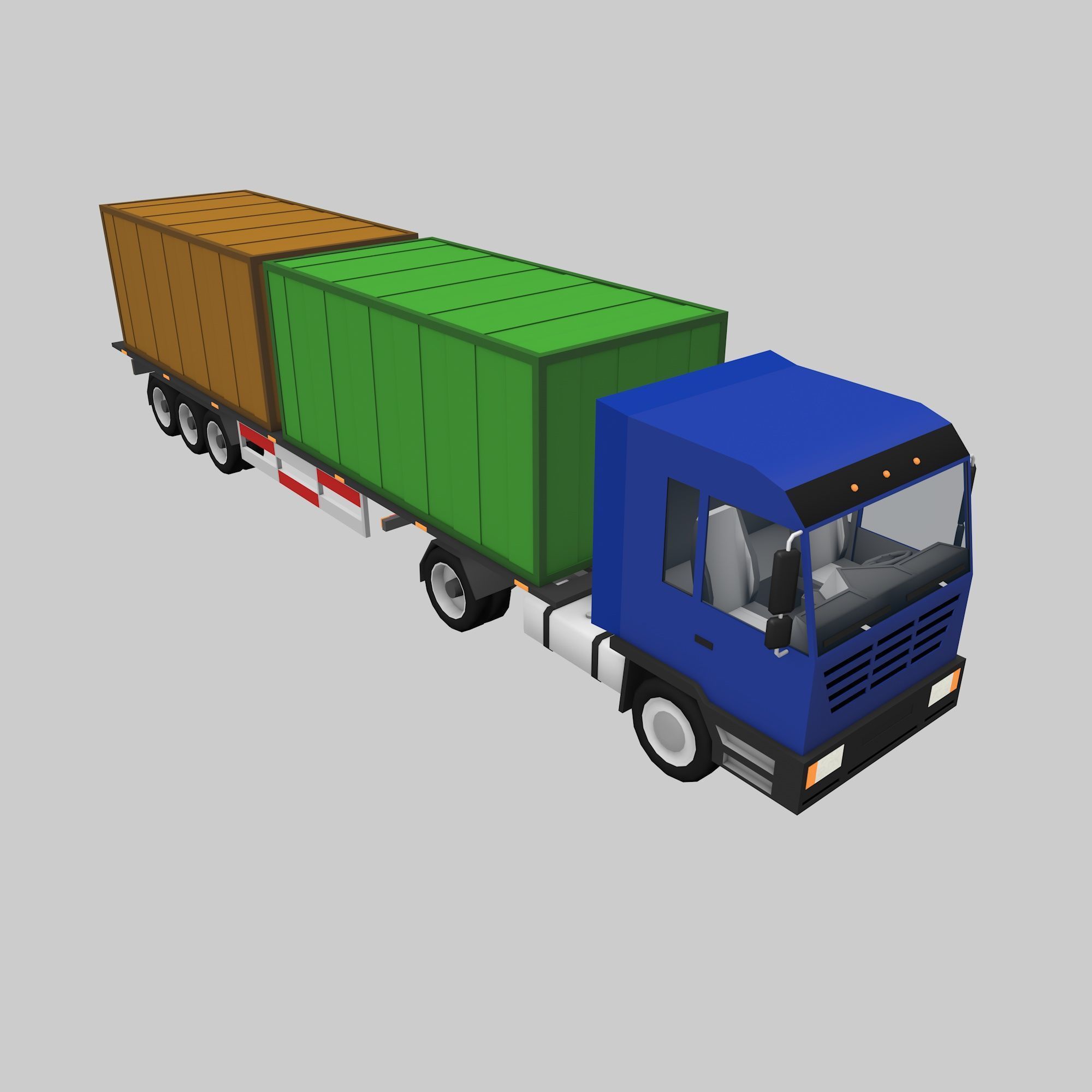 set of trucks and trailers Low-poly 3D model_18