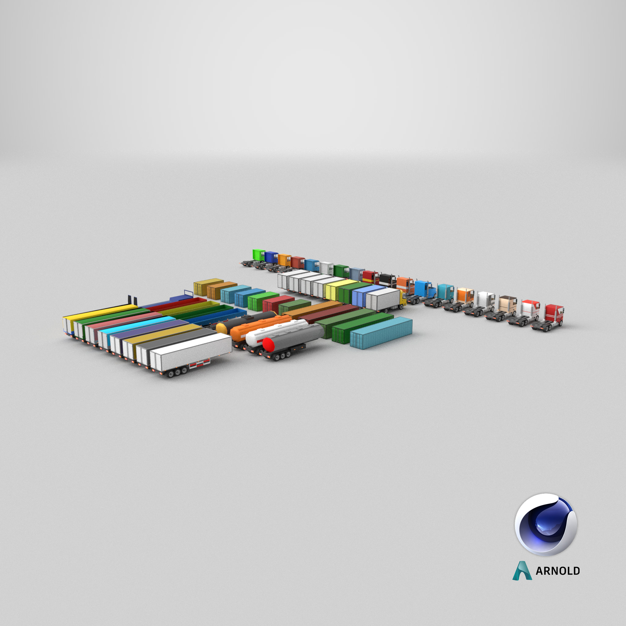 set of trucks and trailers Low-poly 3D model_22