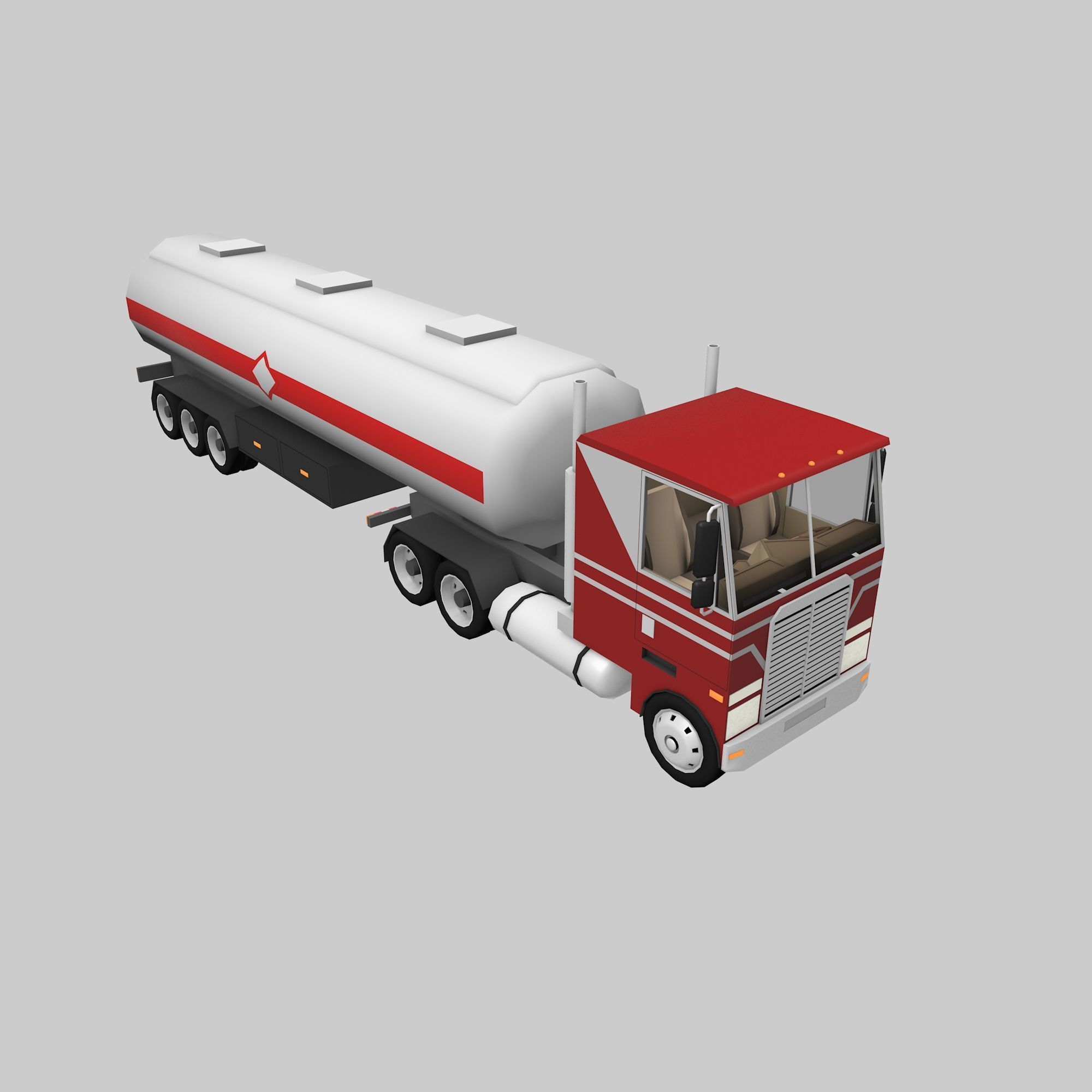 set of trucks and trailers Low-poly 3D model_14