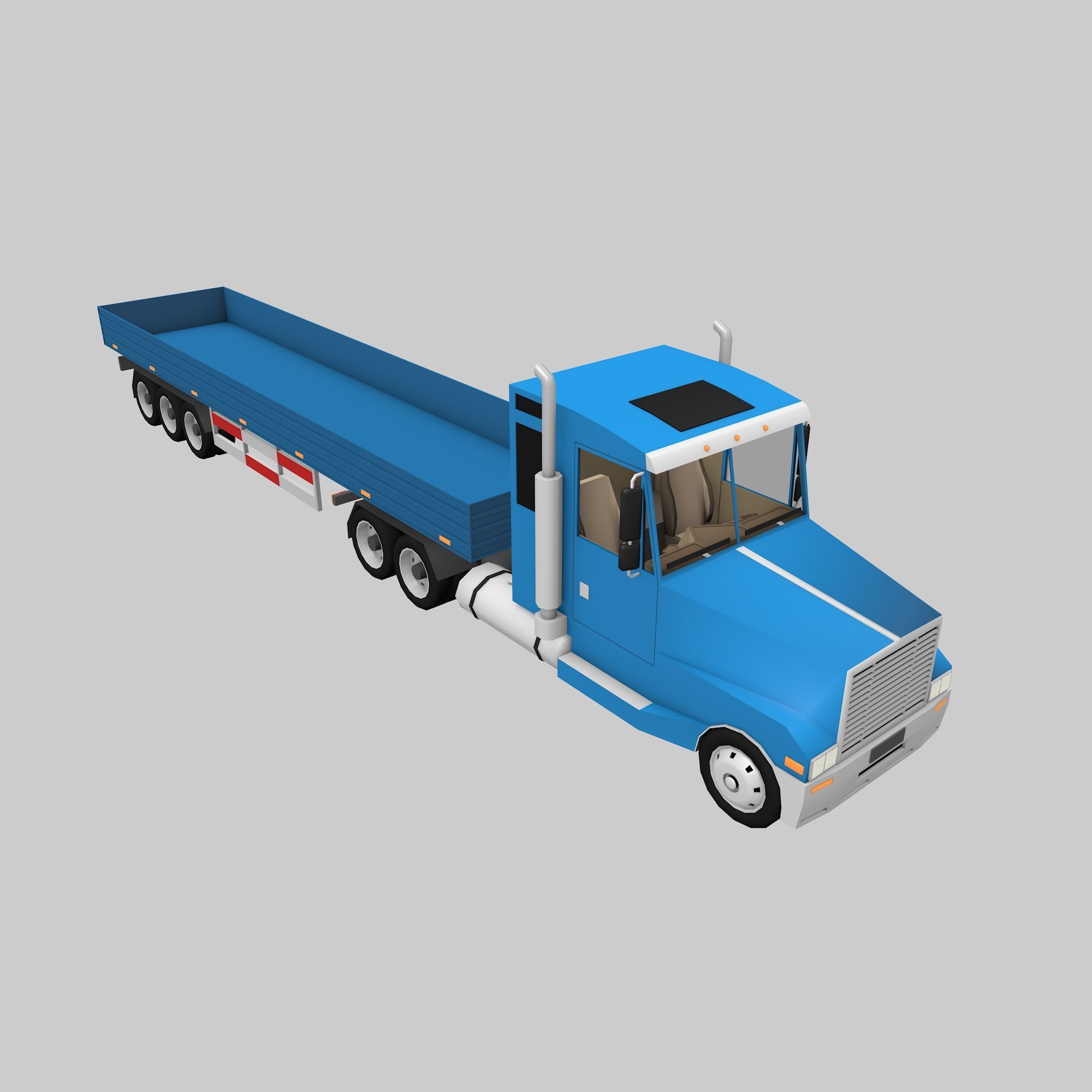 set of trucks and trailers Low-poly 3D model_15