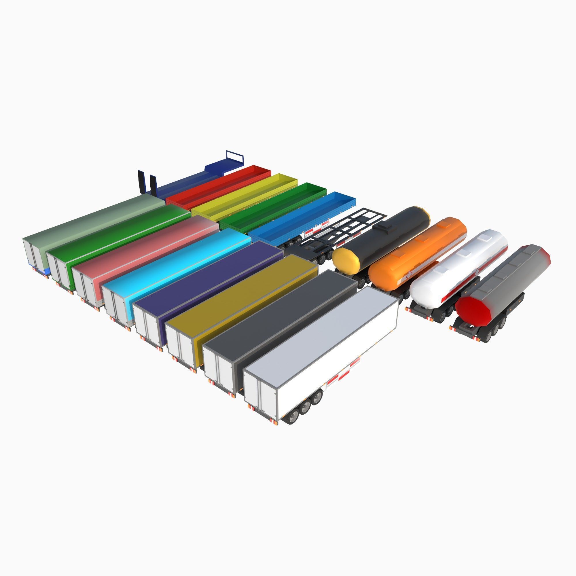 set of trucks and trailers Low-poly 3D model_13