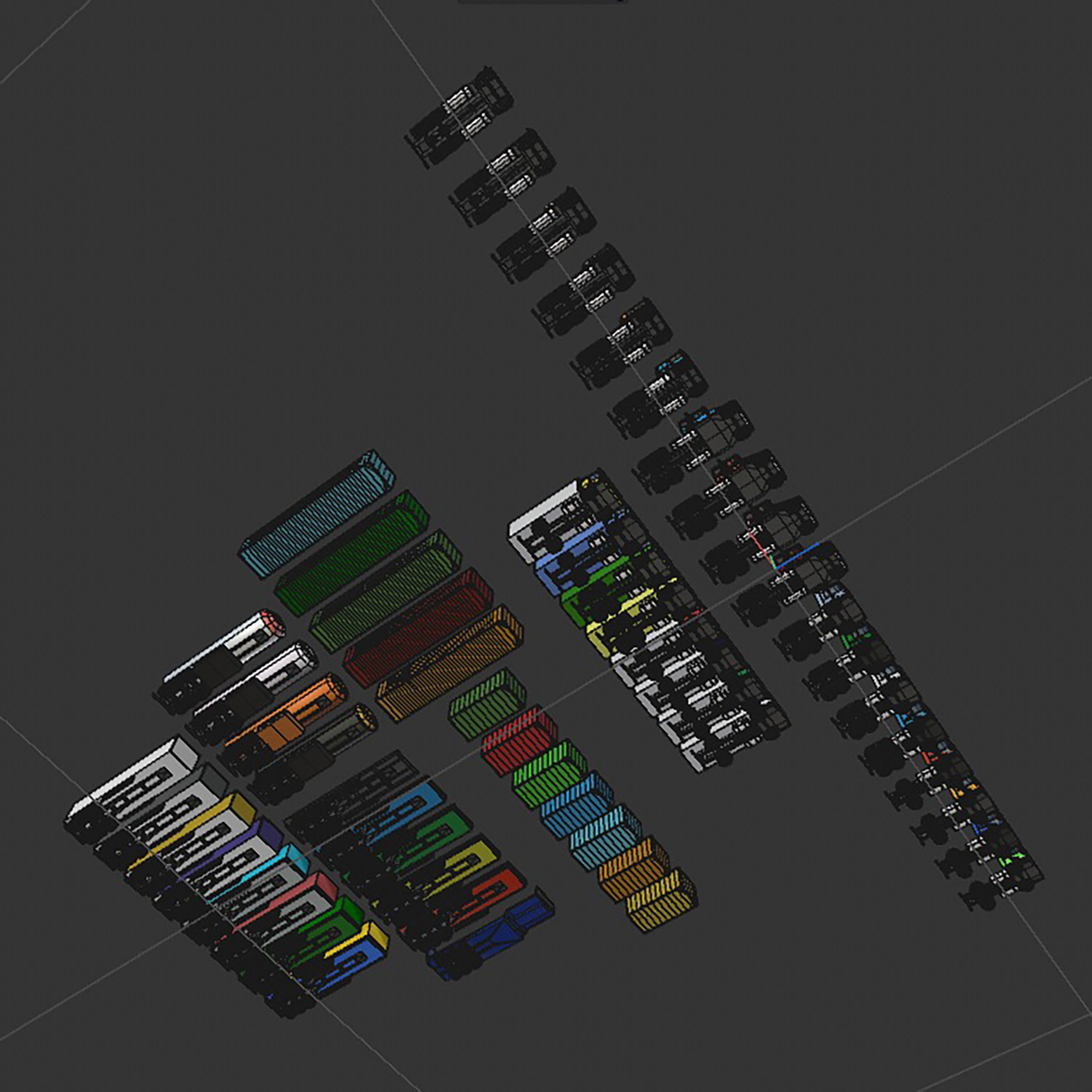 set of trucks and trailers Low-poly 3D model_29