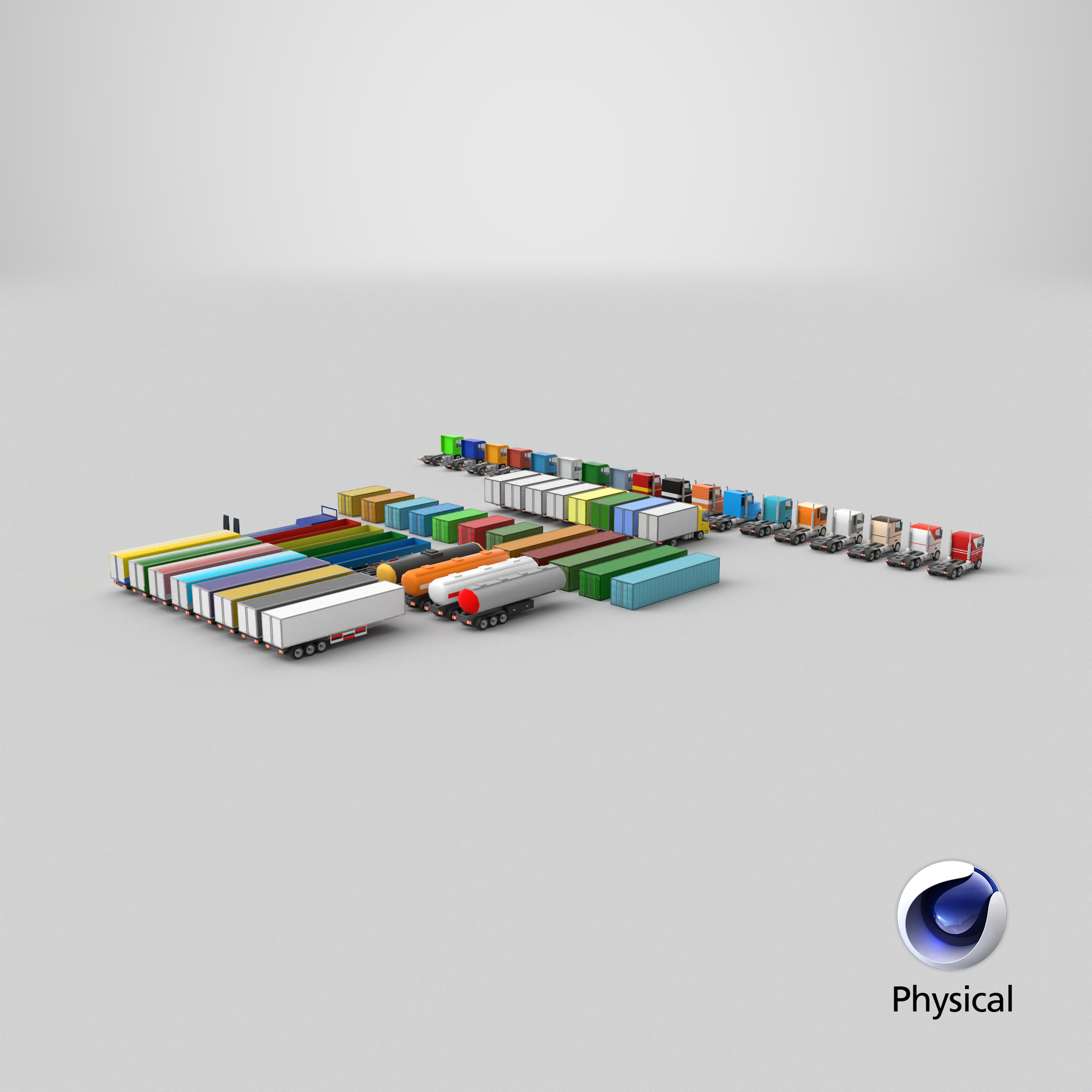 set of trucks and trailers Low-poly 3D model_23