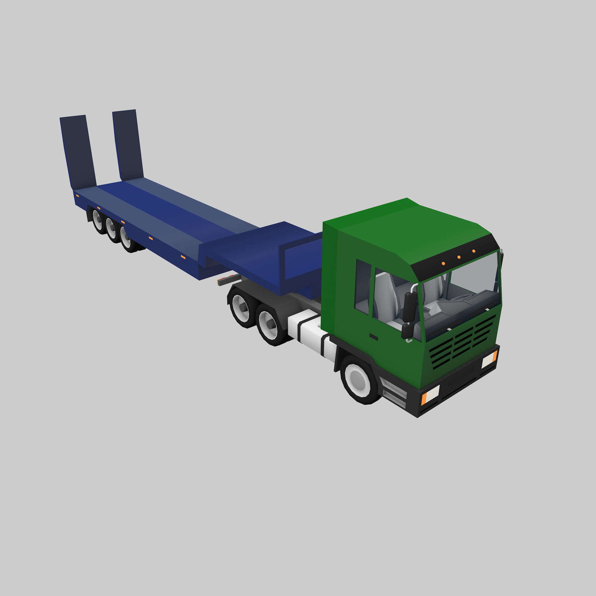 set of trucks and trailers Low-poly 3D model_17