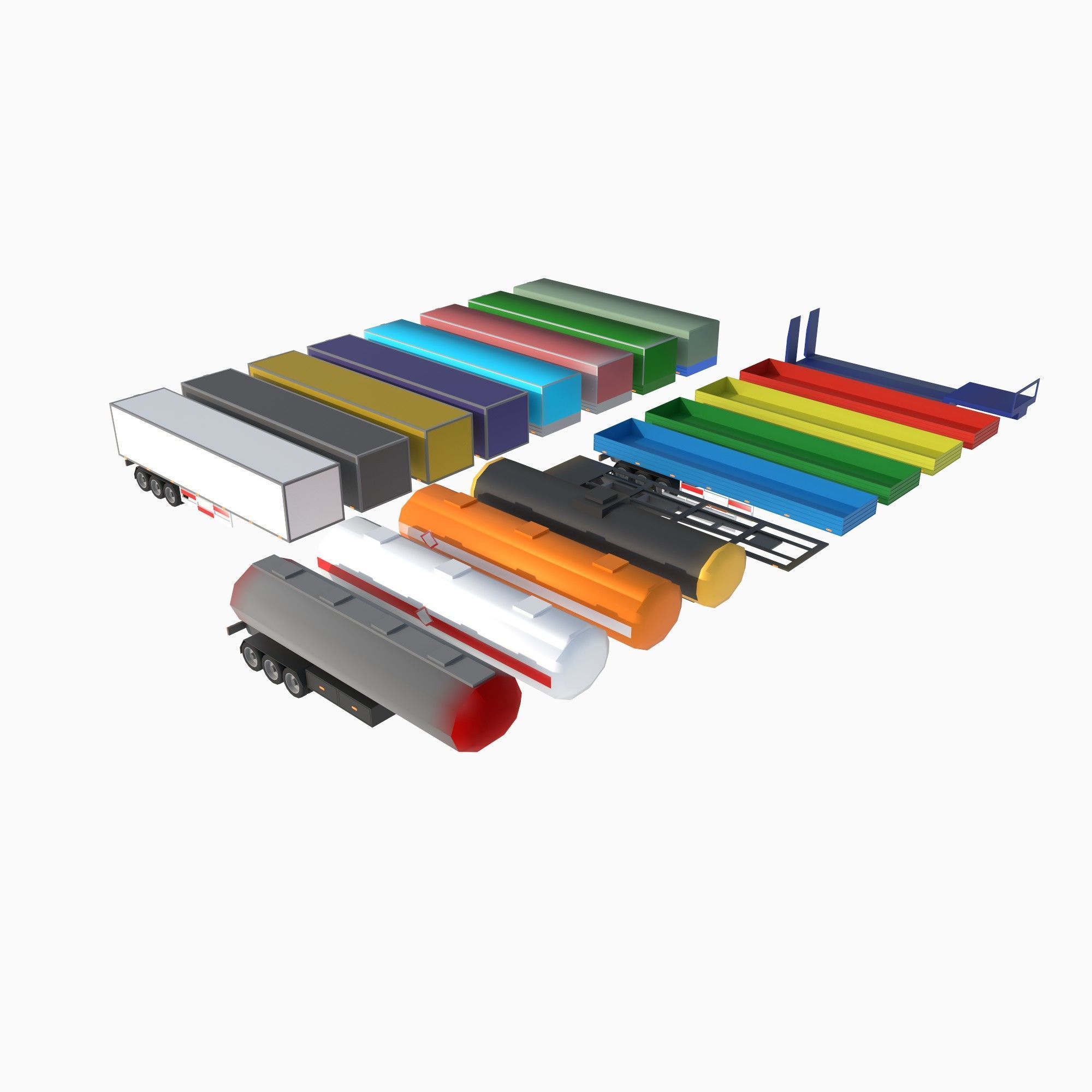 set of trucks and trailers Low-poly 3D model_12