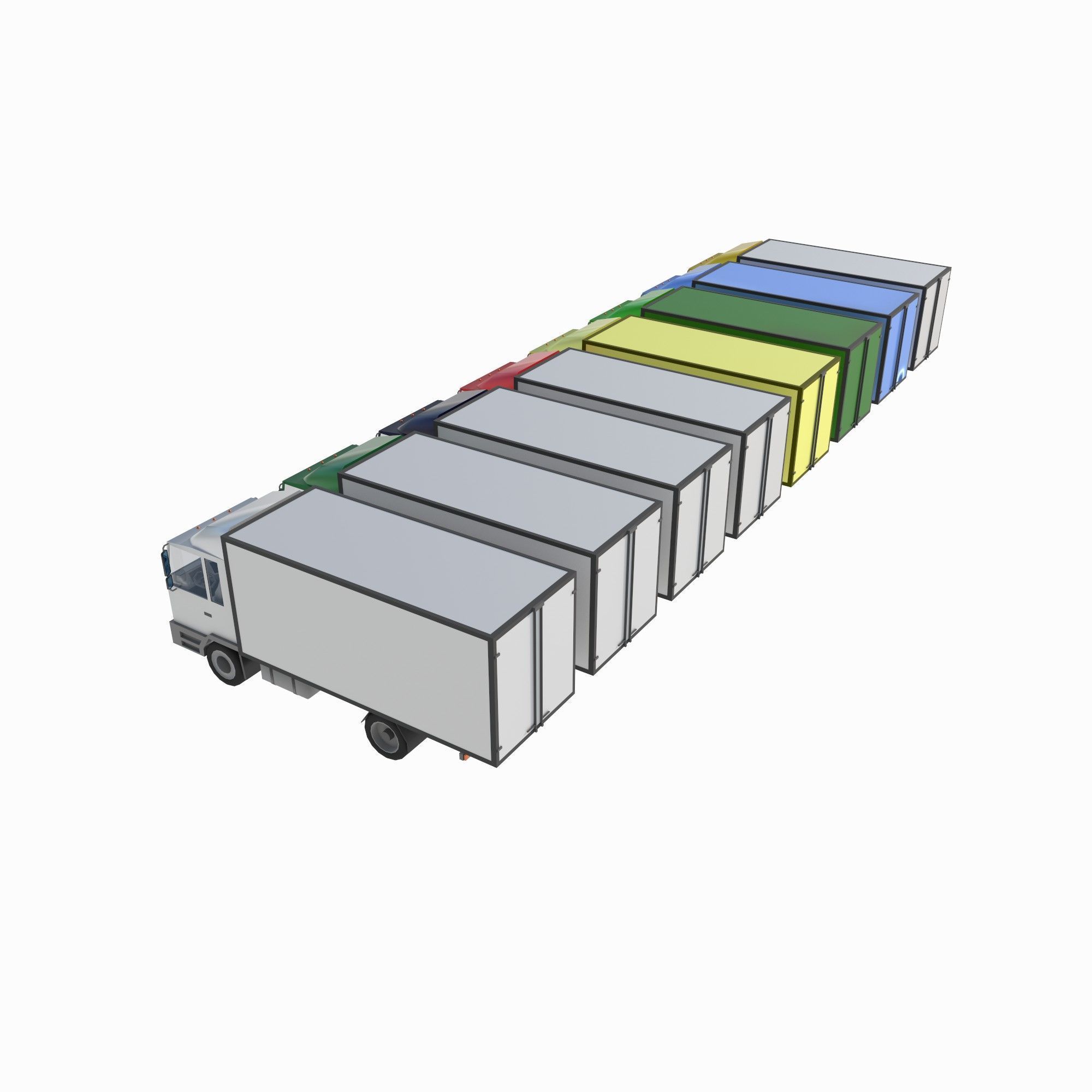 set of trucks and trailers Low-poly 3D model_9