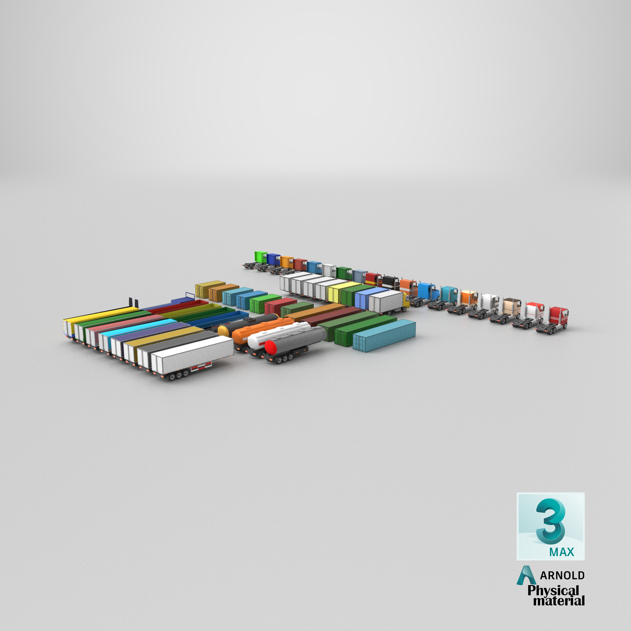 set of trucks and trailers Low-poly 3D model_25