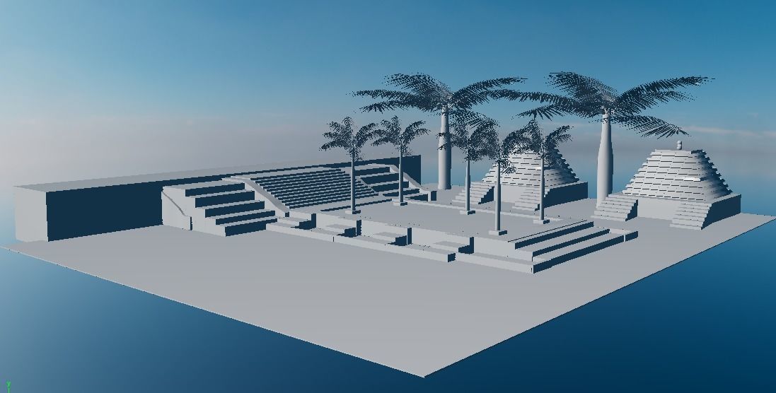 Desert Landscapes with temples on sides Low-poly 3D model_8