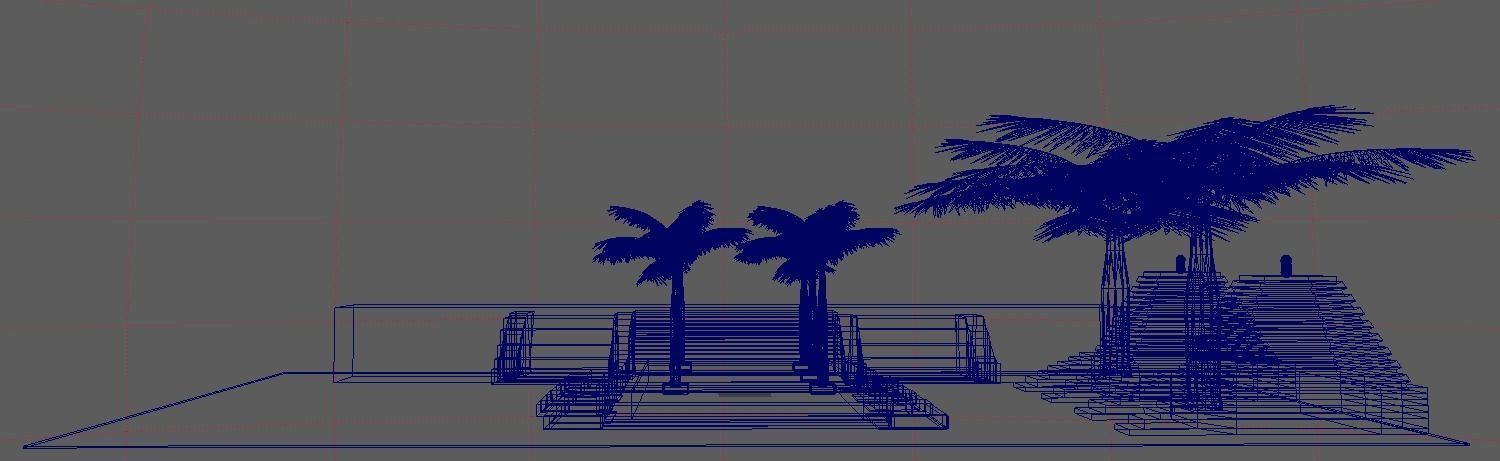 Desert Landscapes with temples on sides Low-poly 3D model_6