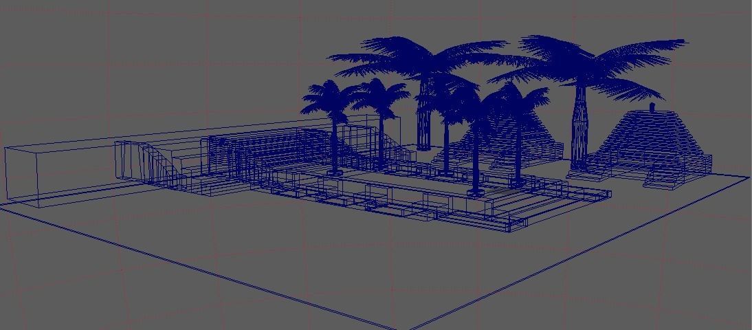 Desert Landscapes with temples on sides Low-poly 3D model_5