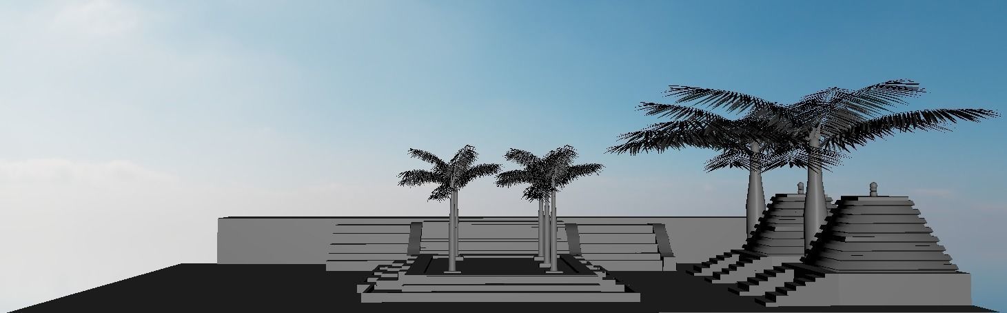Desert Landscapes with temples on sides Low-poly 3D model_7