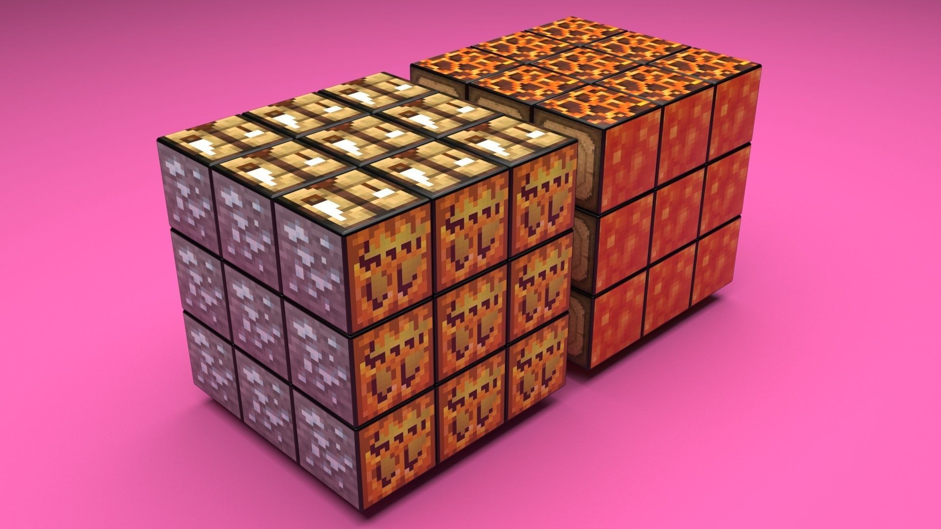 Rubiks Cubes Set With Minecraft Blocks 3D model_30