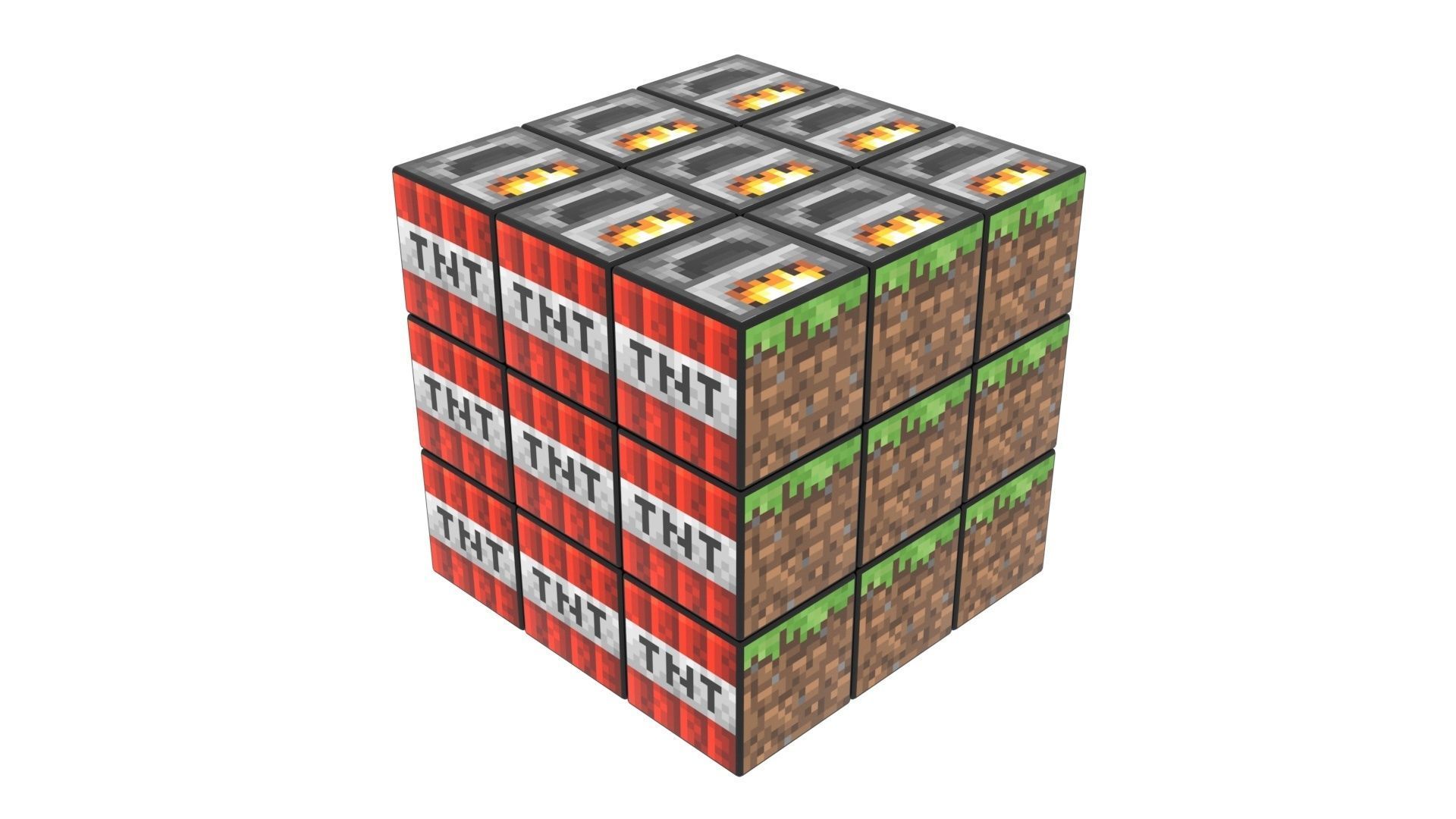 Rubiks Cubes Set With Minecraft Blocks 3D model_4