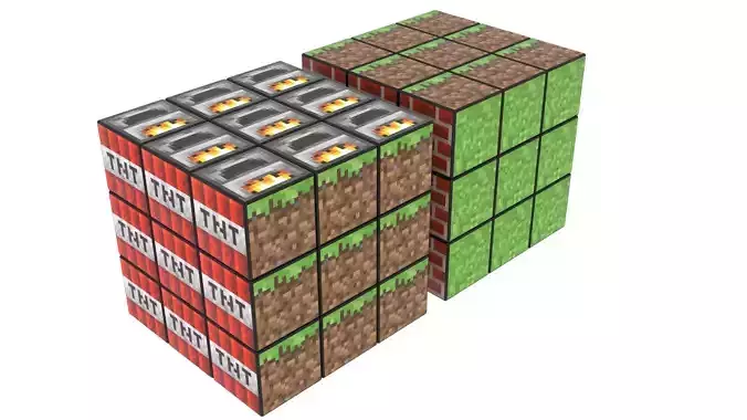 Rubiks Cubes Set With Minecraft Blocks