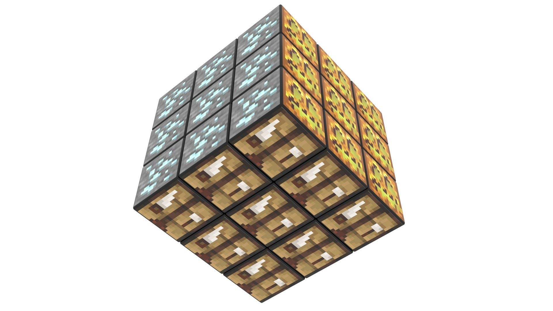 Rubiks Cubes Set With Minecraft Blocks 3D model_5