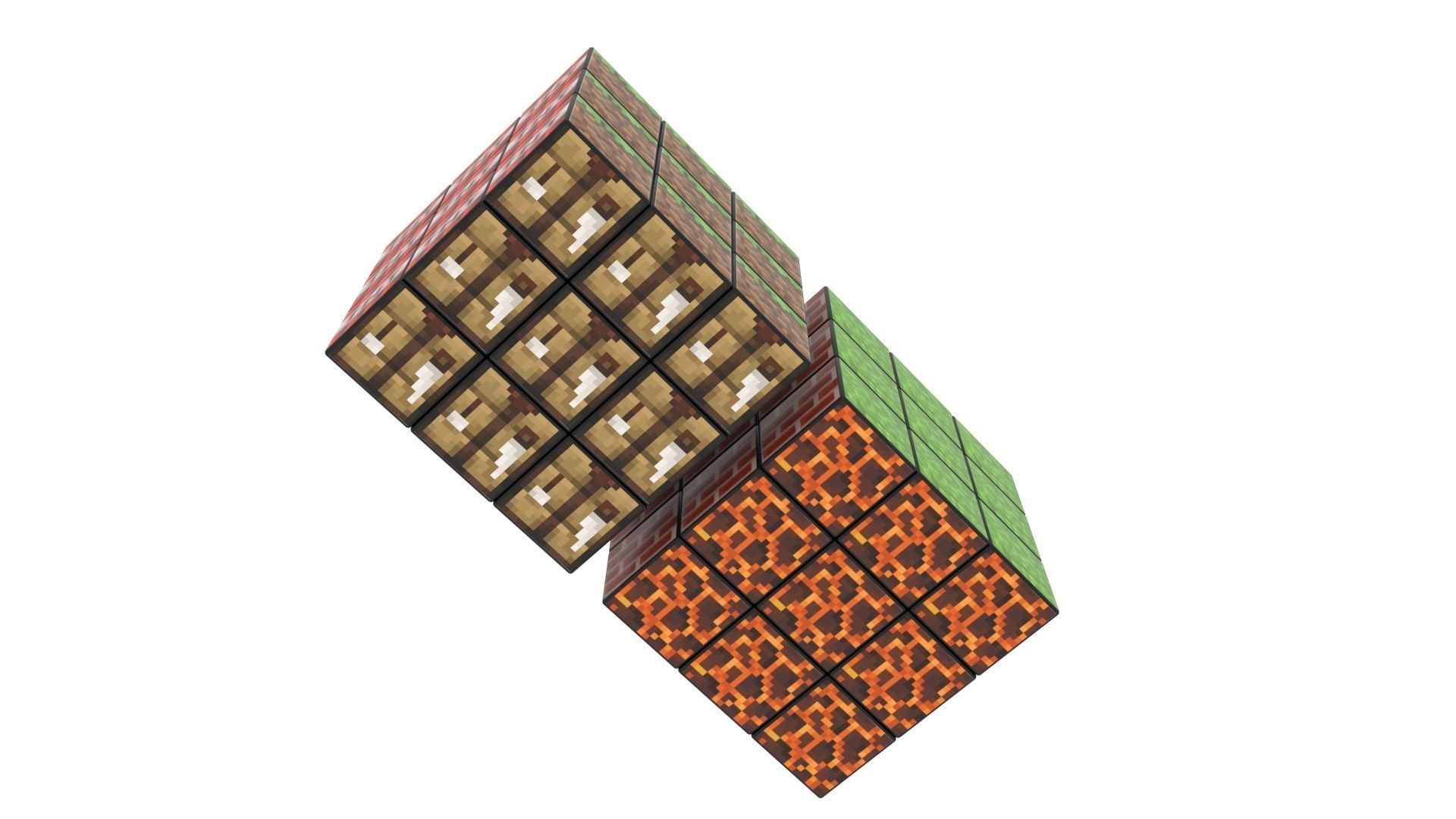 Rubiks Cubes Set With Minecraft Blocks 3D model_3