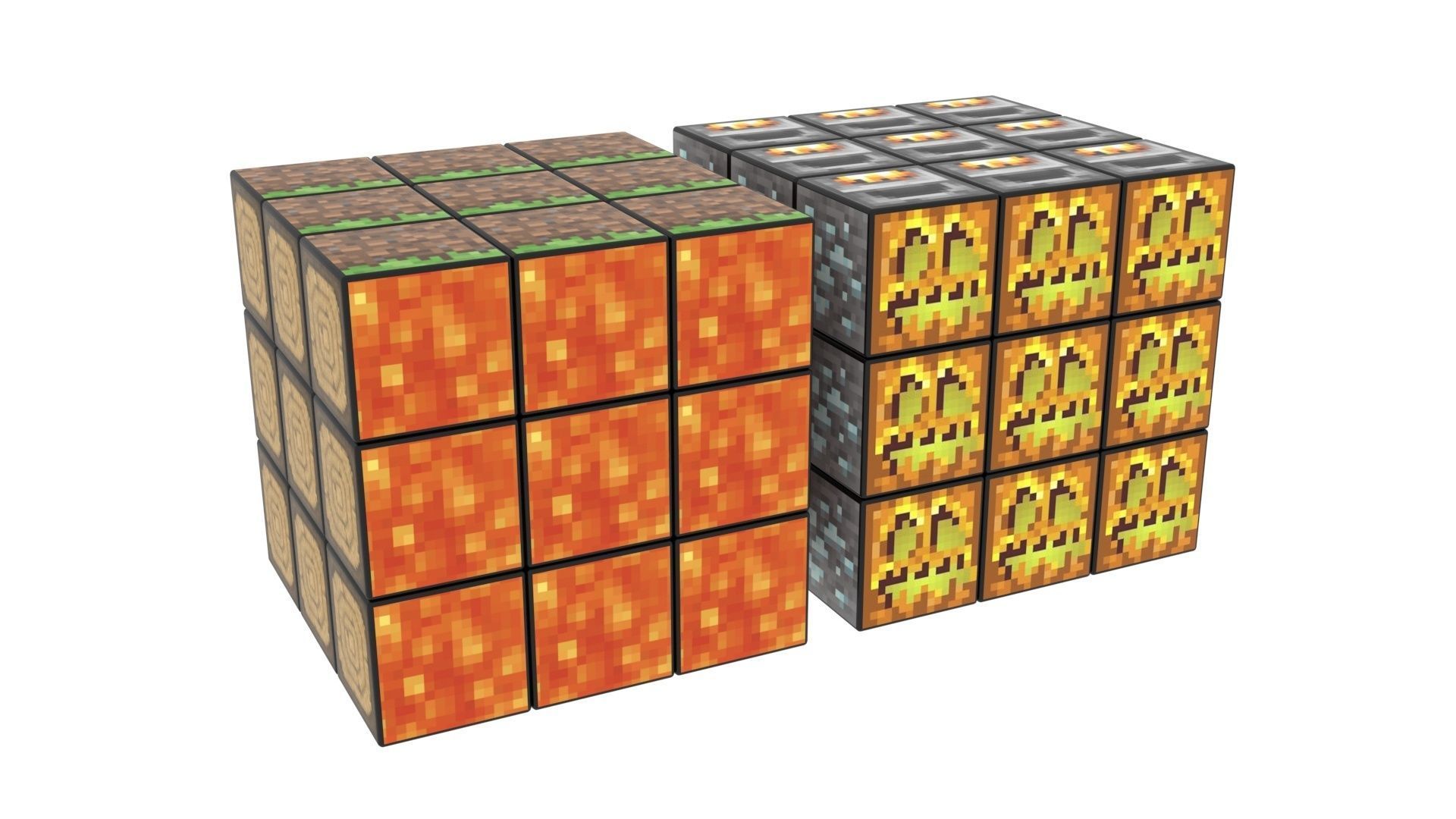 Rubiks Cubes Set With Minecraft Blocks 3D model_28