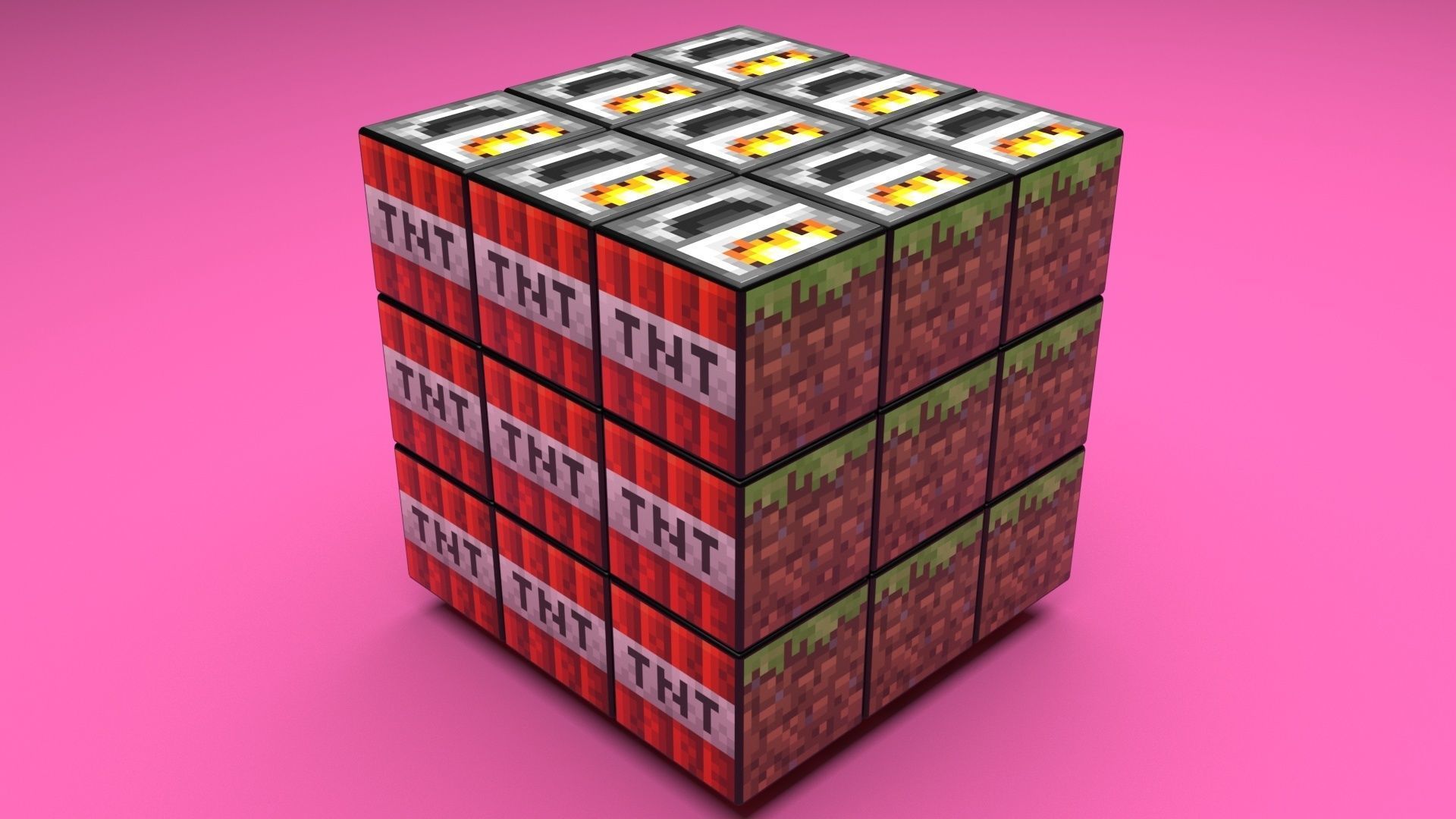 Rubiks Cubes Set With Minecraft Blocks 3D model_25