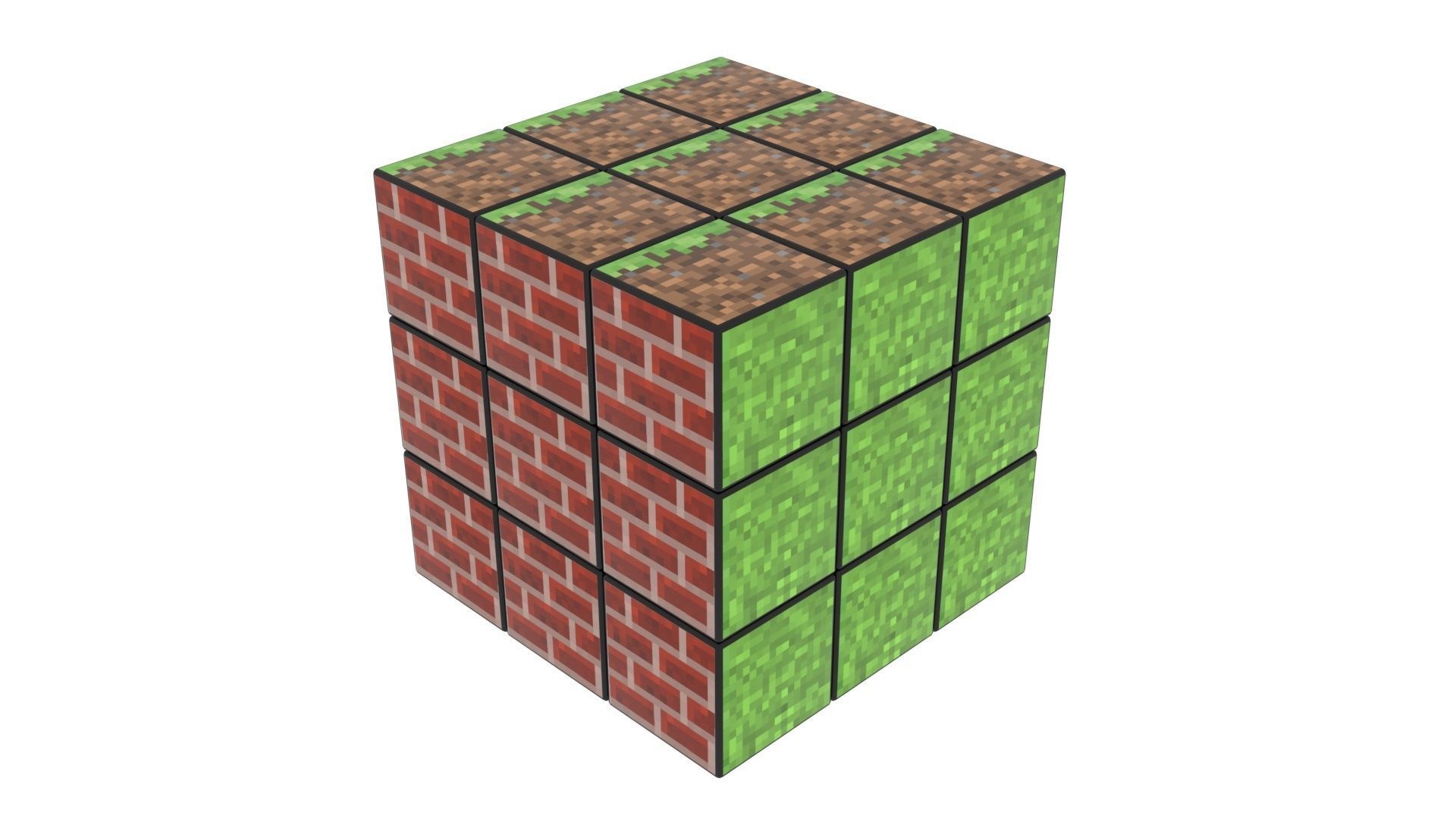 Rubiks Cubes Set With Minecraft Blocks 3D model_6