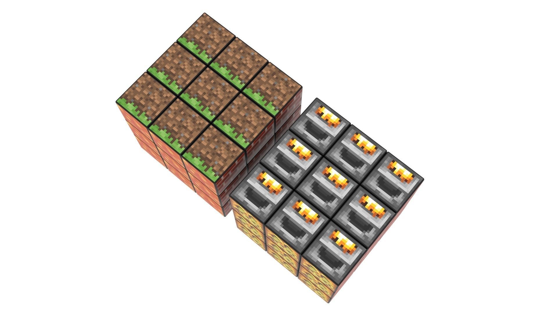 Rubiks Cubes Set With Minecraft Blocks 3D model_2