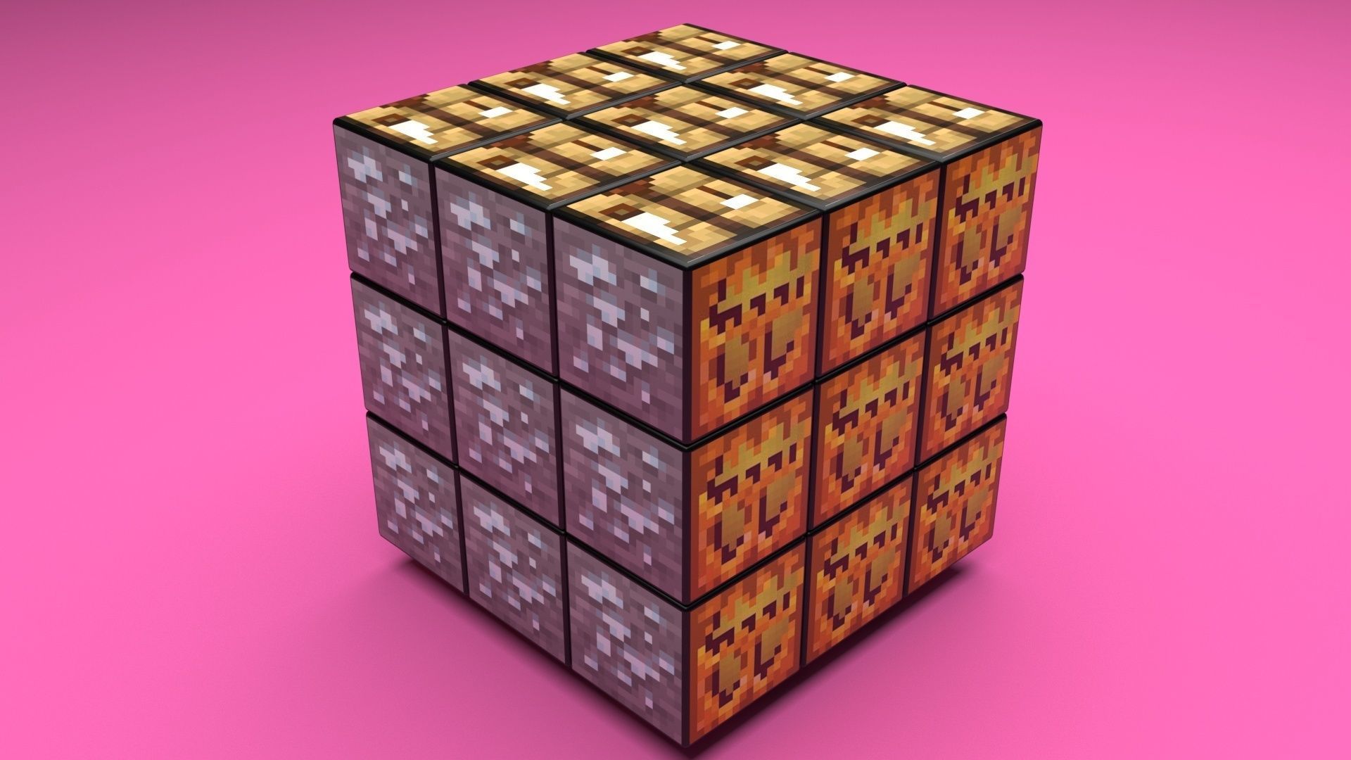 Rubiks Cubes Set With Minecraft Blocks 3D model_26