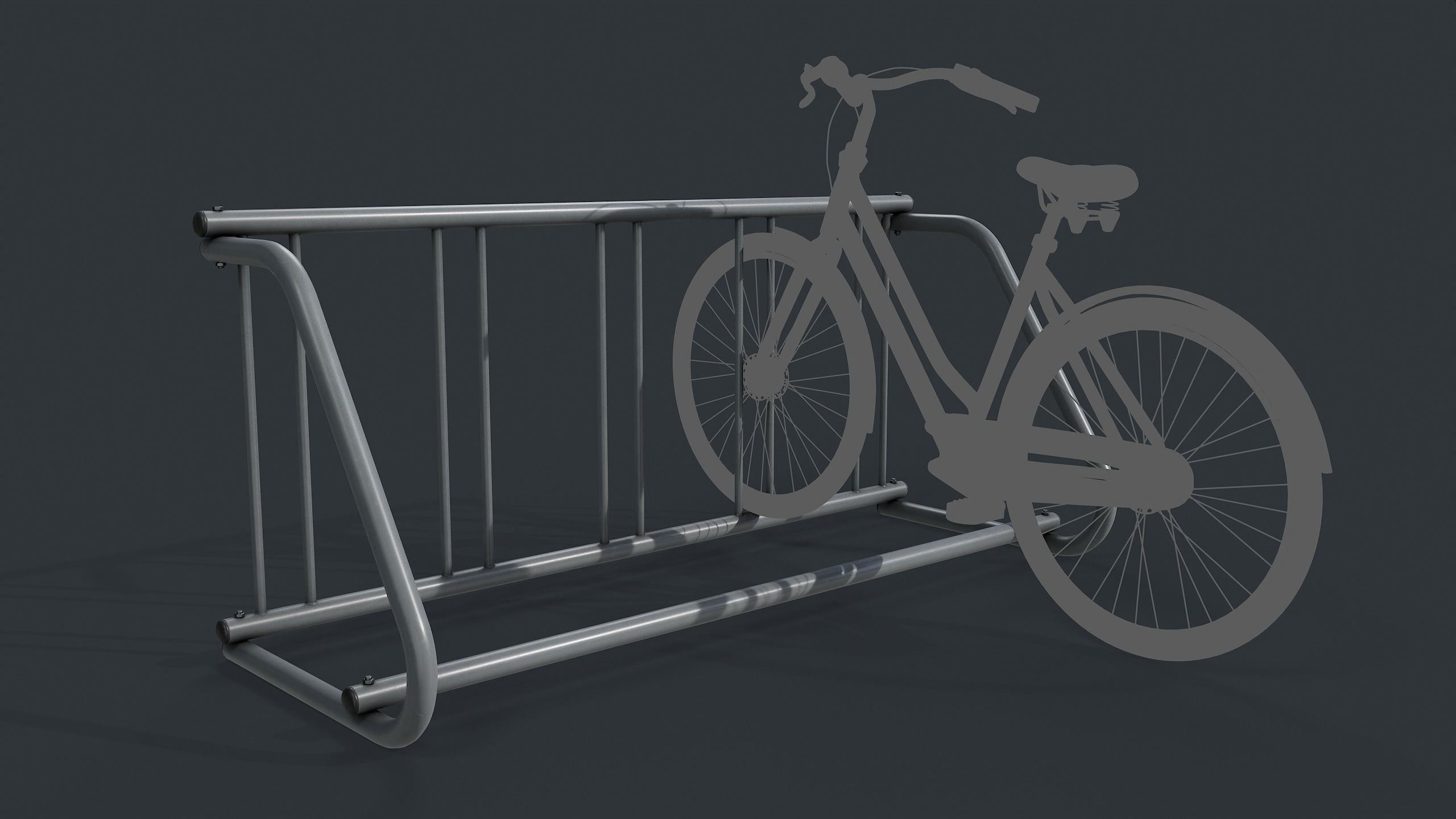 Bike Rack 9 PBR Game Ready Low-poly 3D model_2
