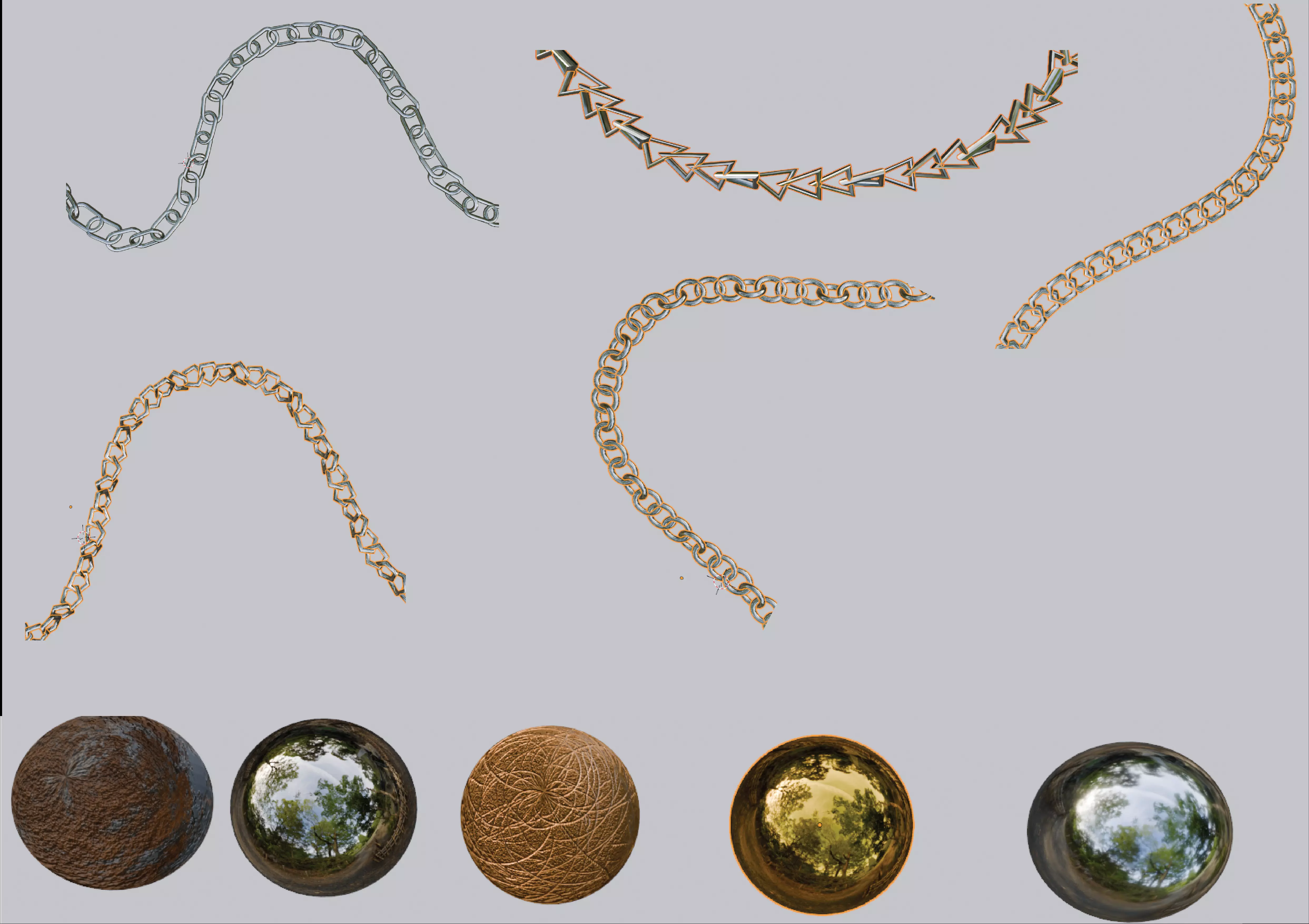 customizable Metal Chain Low-poly 3D model_0