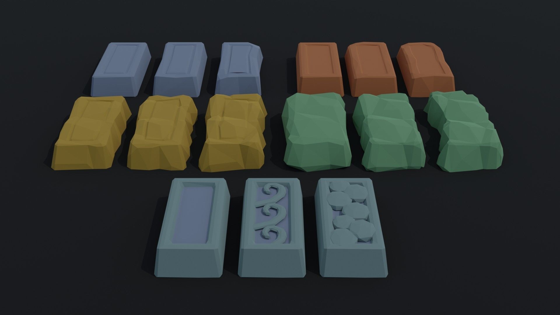 Cartoon fantasy ingots Polygonal Style Low-poly 3D model_1