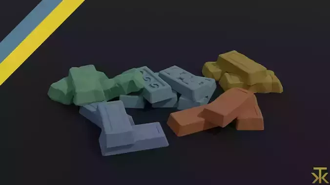 Cartoon fantasy ingots Polygonal Style