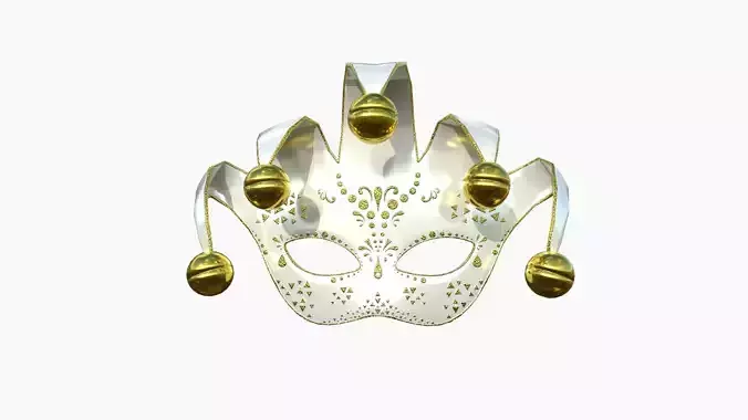 Carnival Mask H02 White Gold - Costume Character Design Low-poly 3D model