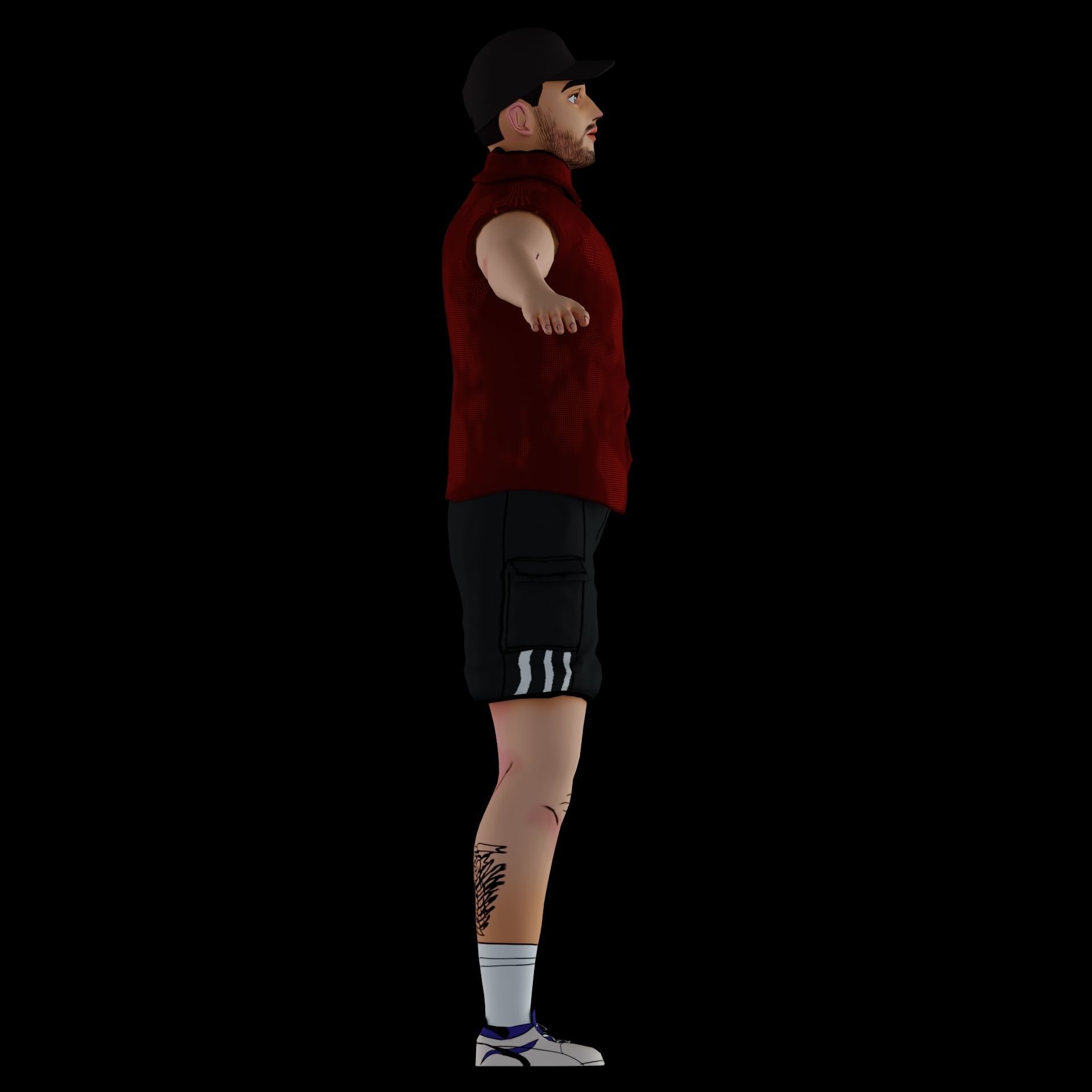 Man Anime Style Free low-poly 3D model_2