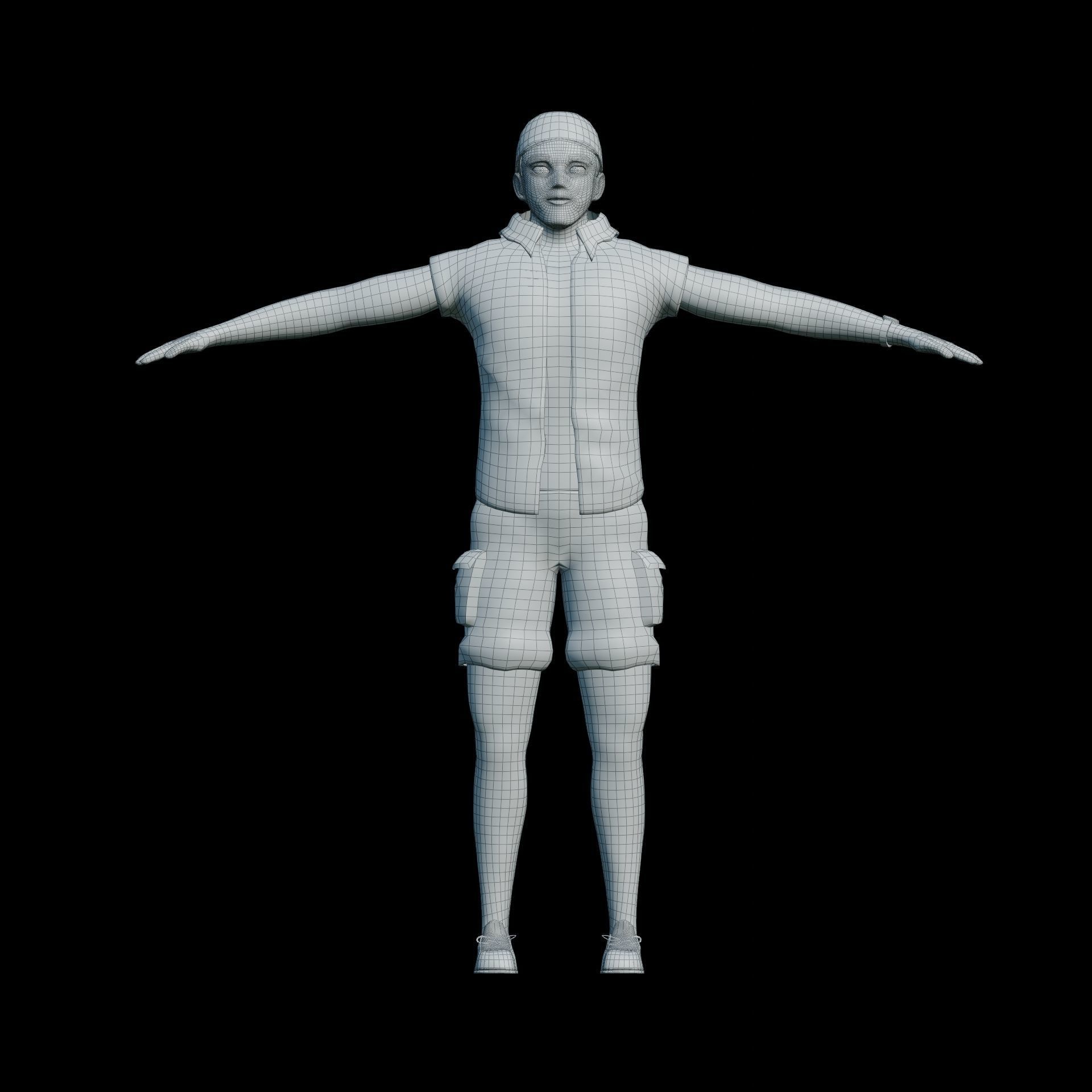 Man Anime Style Free low-poly 3D model_4