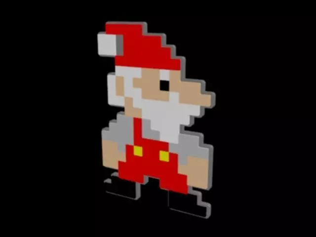 8 bit santa 3D print model_0