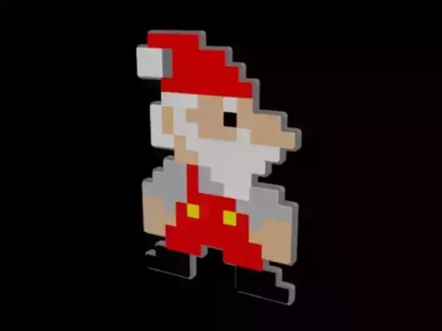 8 bit santa 3D print model