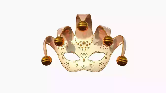 Carnival Mask H08 Orange Yellow - Costume Character Design Low-poly 3D model