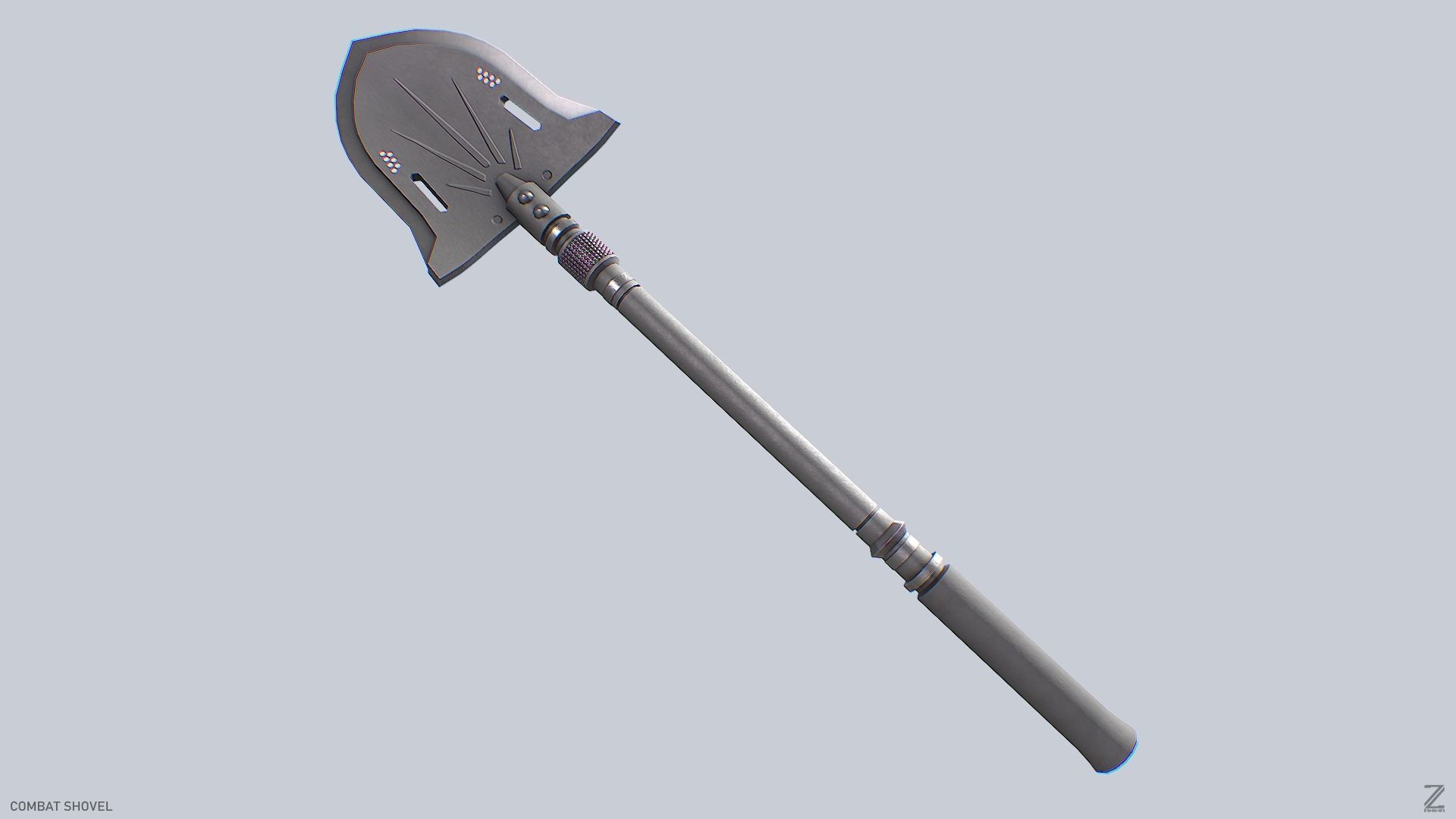 Combat shovel Low-poly 3D model_4