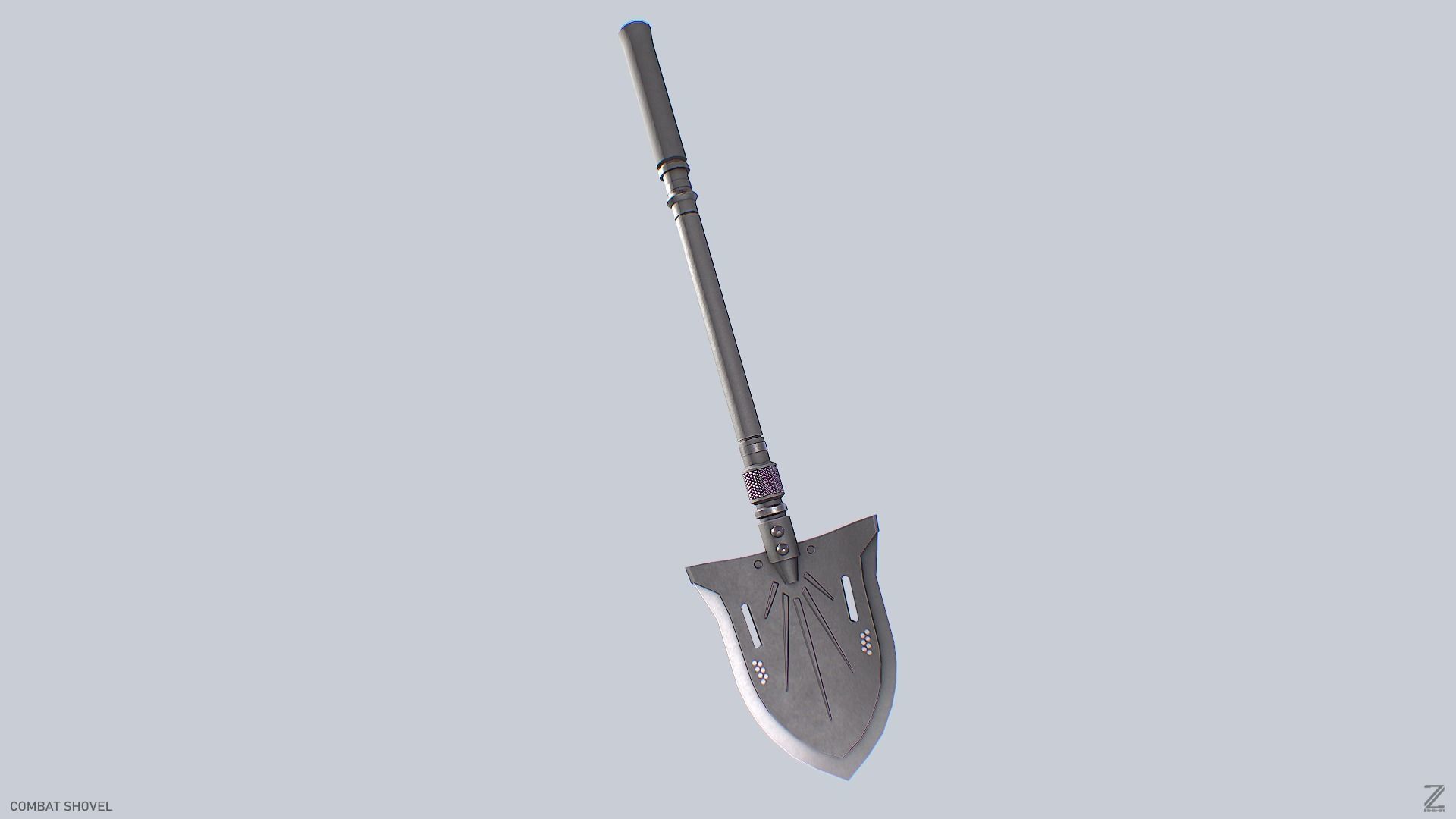 Combat shovel Low-poly 3D model_6