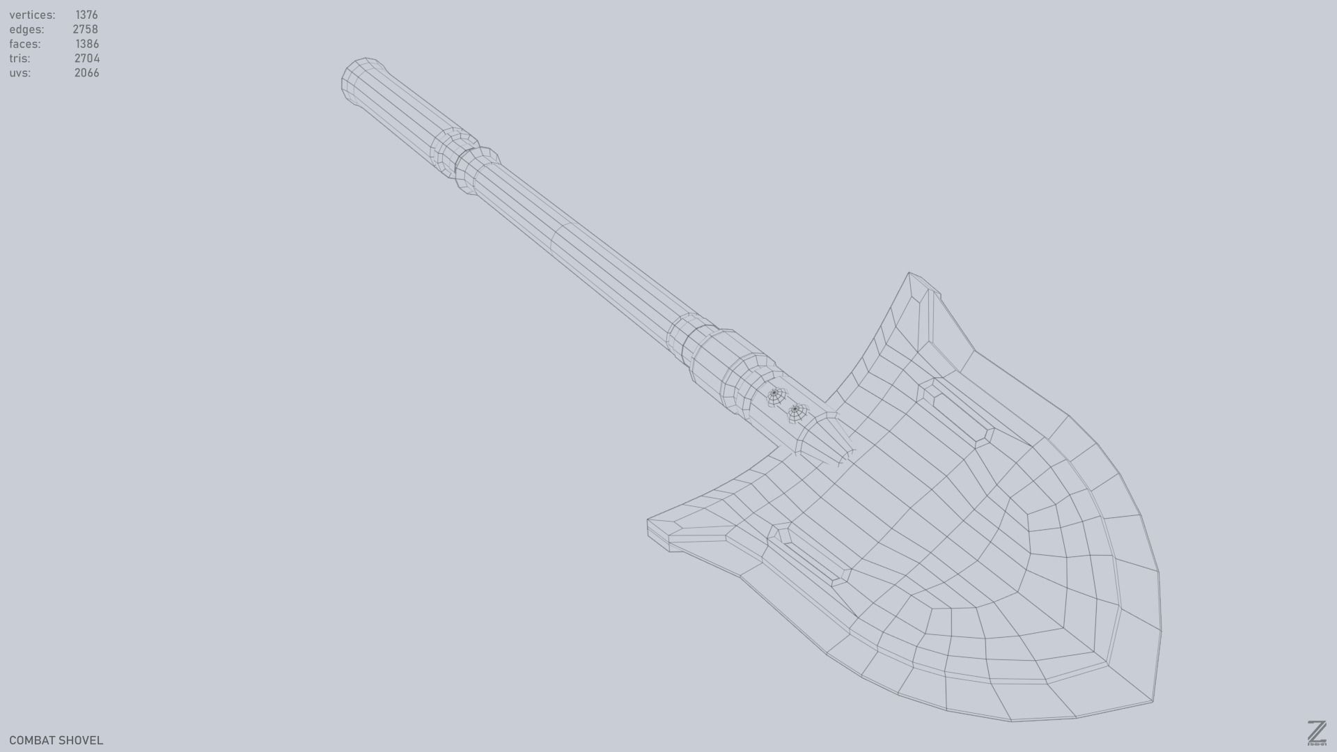 Combat shovel Low-poly 3D model_13