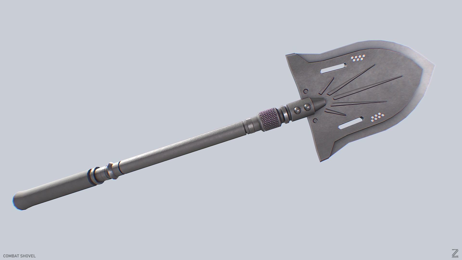 Combat shovel Low-poly 3D model_7
