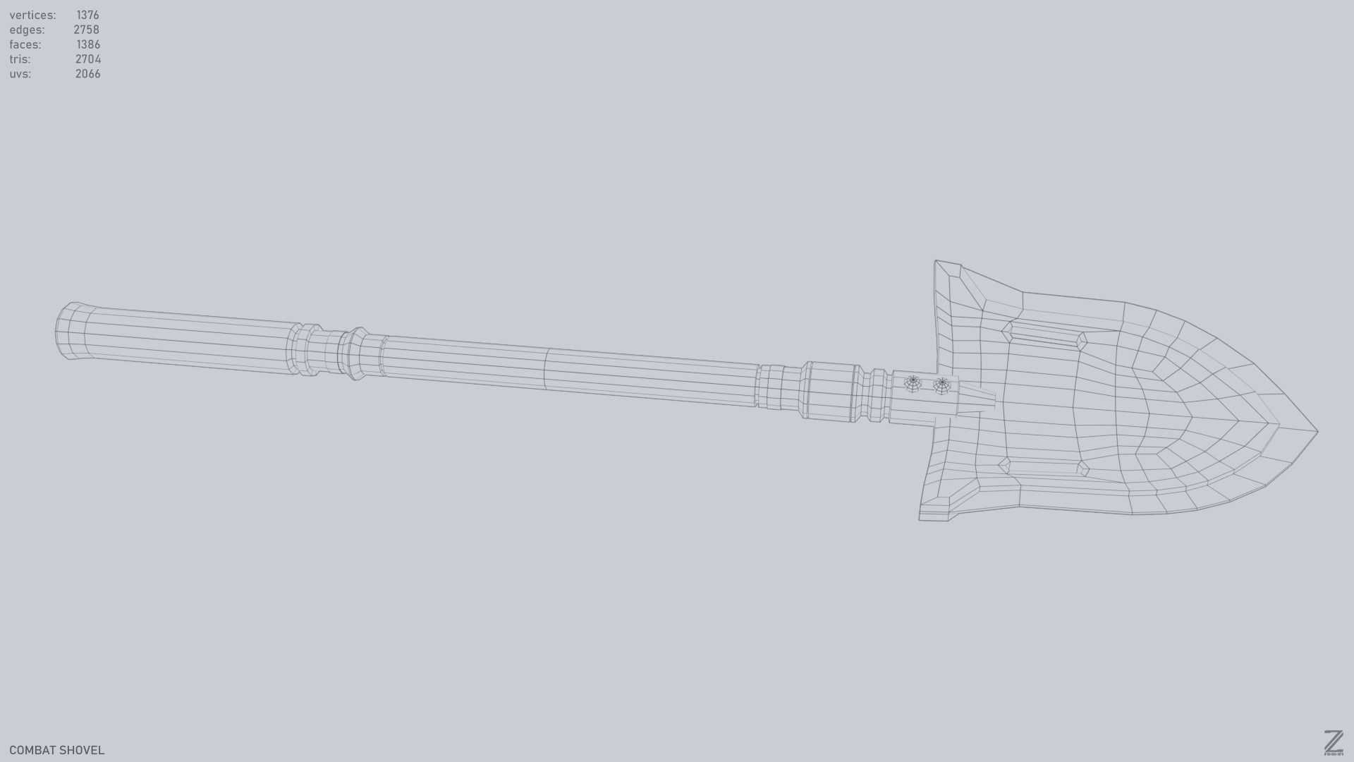 Combat shovel Low-poly 3D model_14