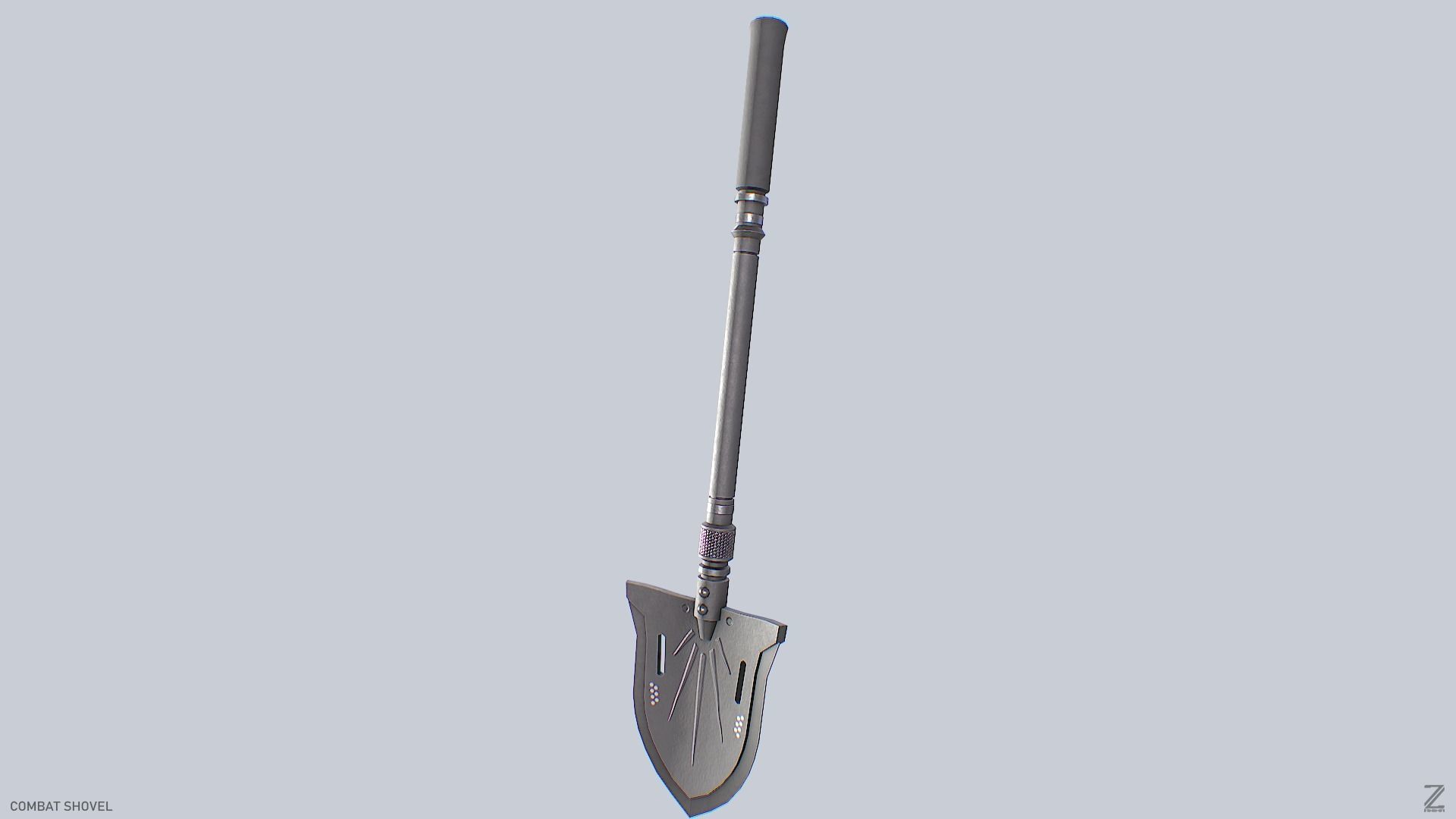 Combat shovel Low-poly 3D model_8