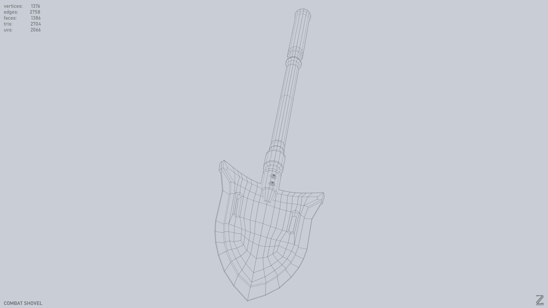Combat shovel Low-poly 3D model_12