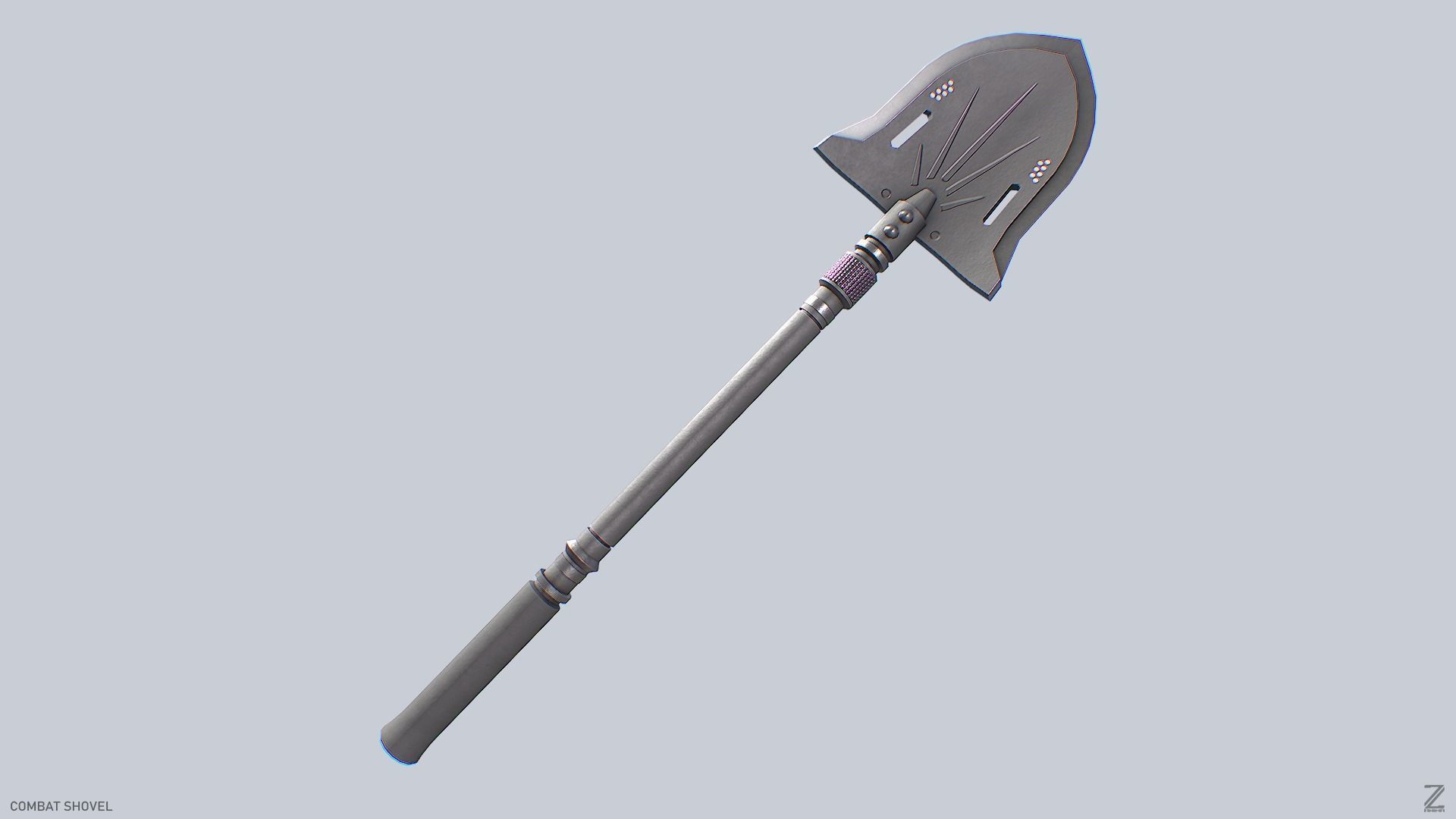 Combat shovel Low-poly 3D model_5