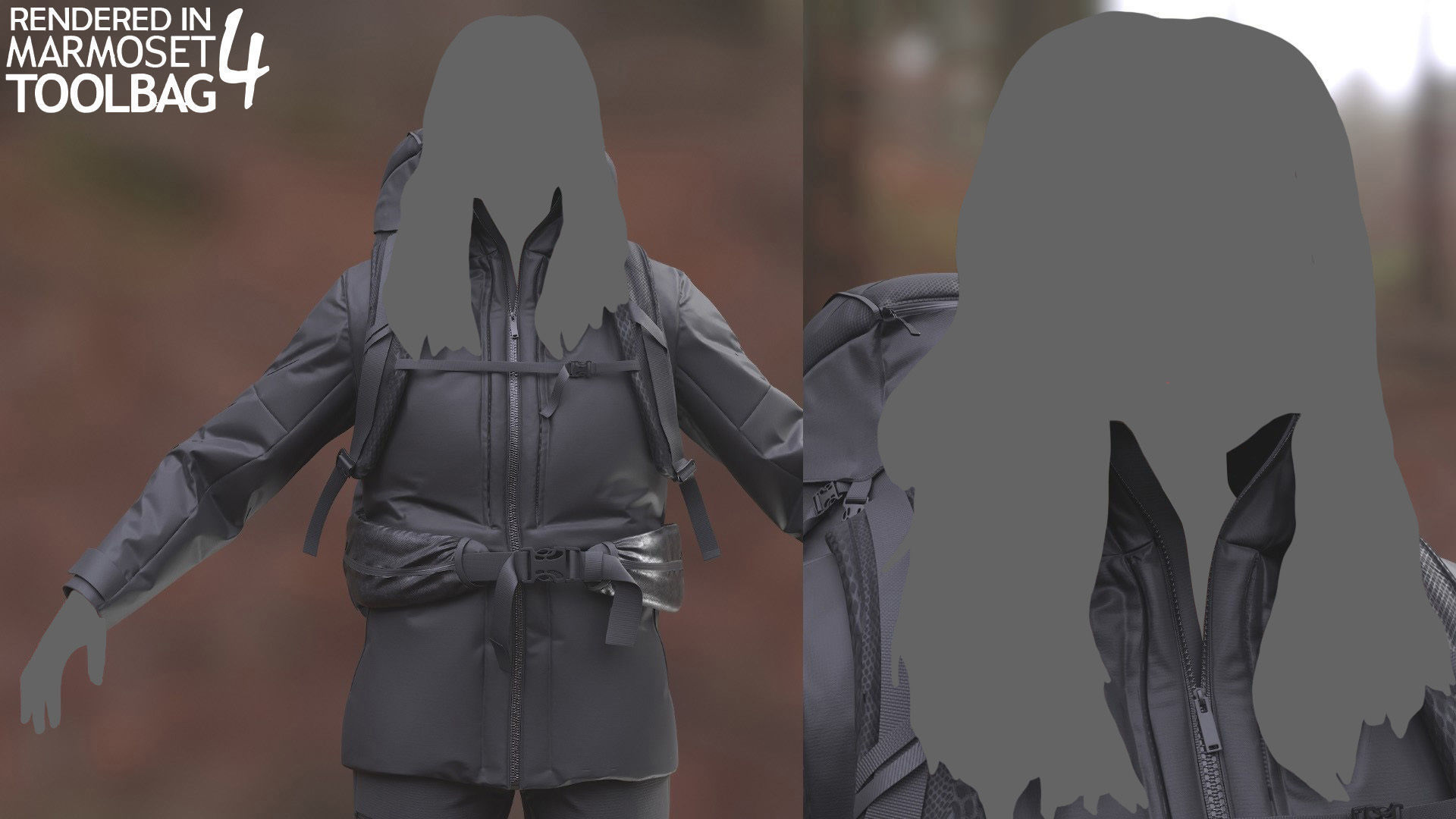 Female Hiking Outfit Low-poly 3D model_9