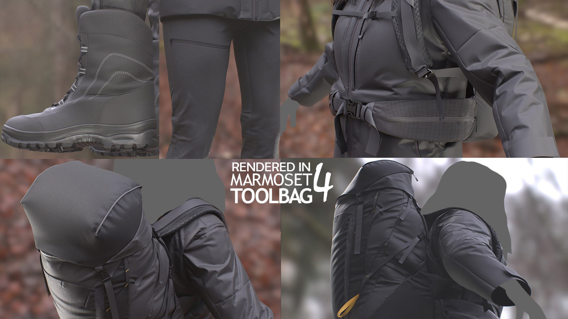 Female Hiking Outfit Low-poly 3D model_7