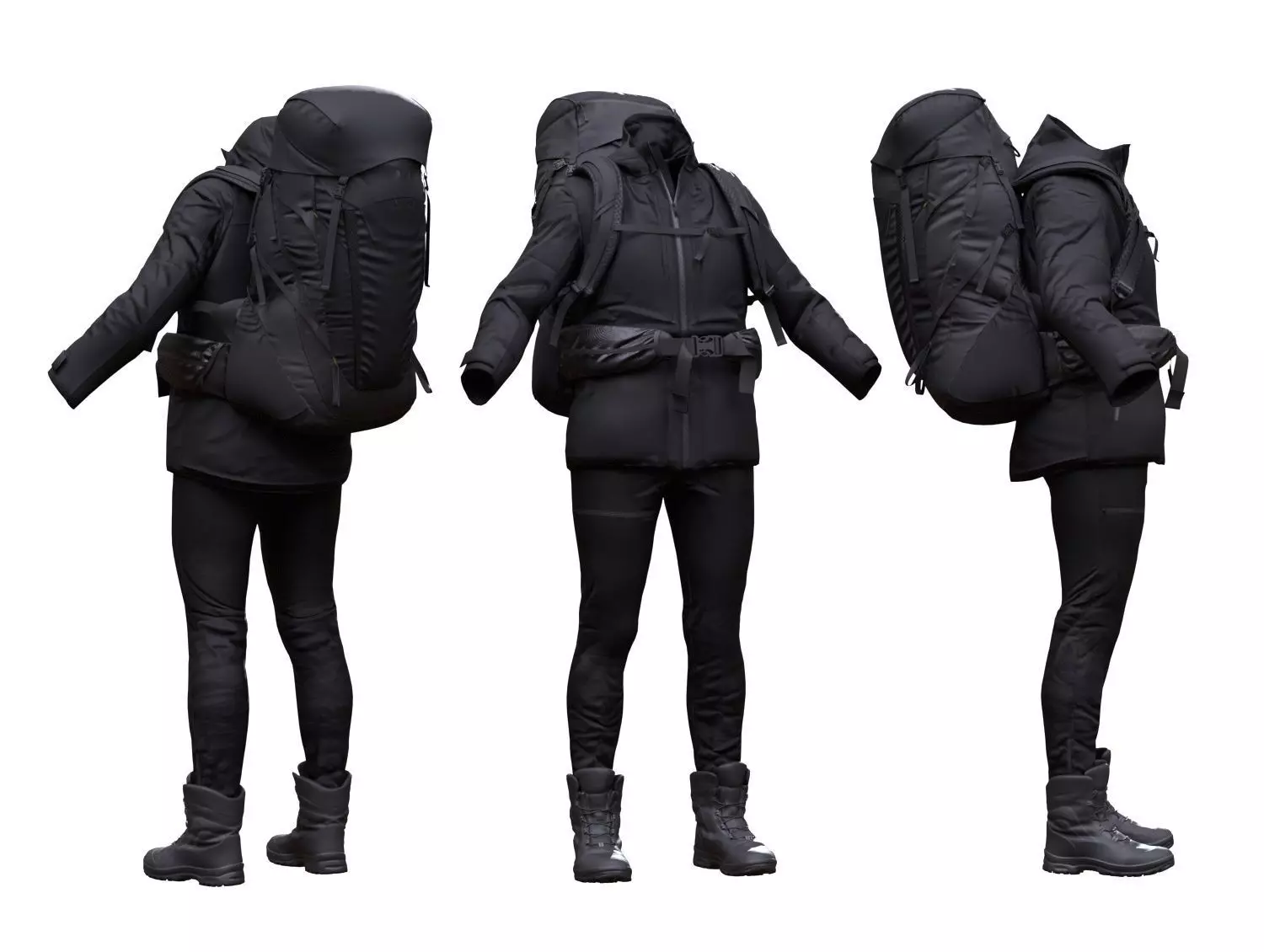 Female Hiking Outfit Low-poly 3D model_0