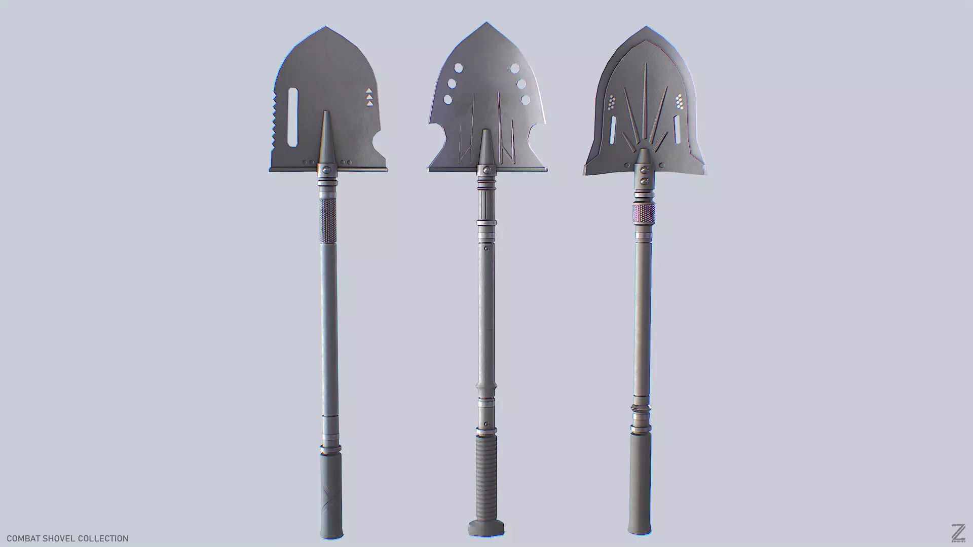 Combat shovel collection 3D Model Pack