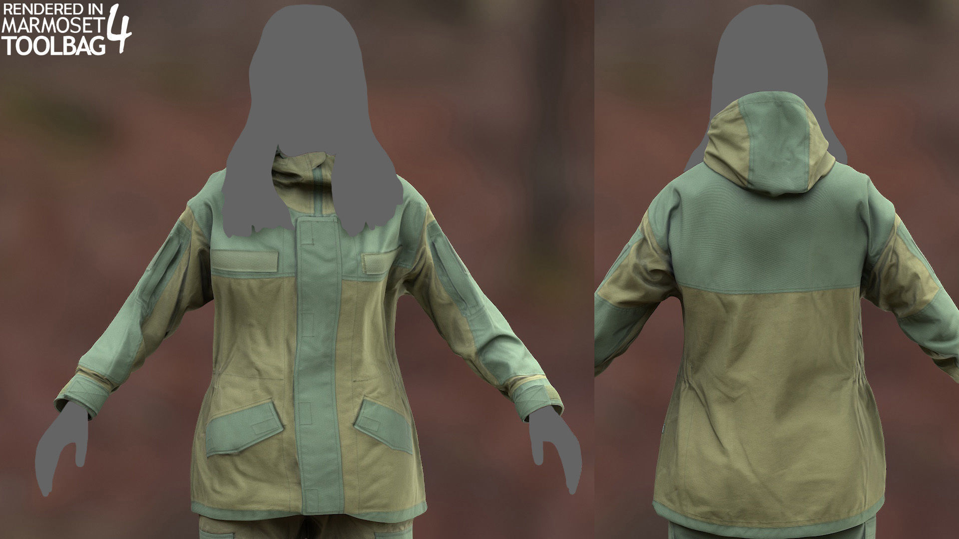 Female Hunting Outfit Low-poly 3D model_2