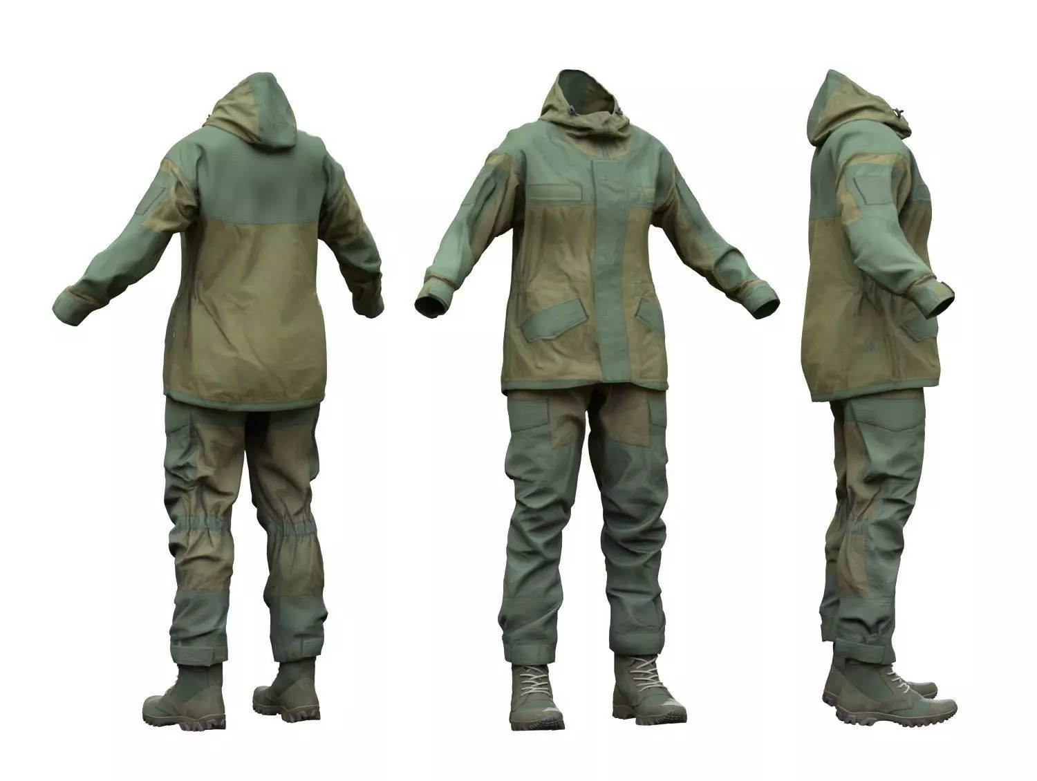 Female Hunting Outfit Low-poly 3D model_0