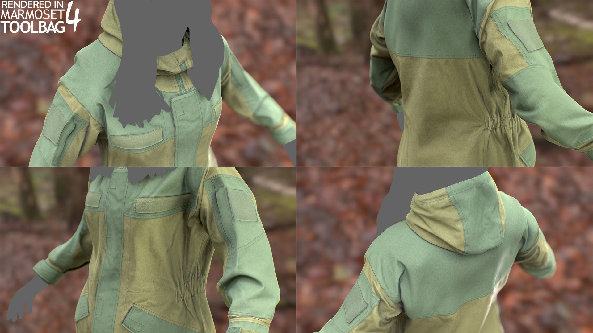 Female Hunting Outfit Low-poly 3D model_11